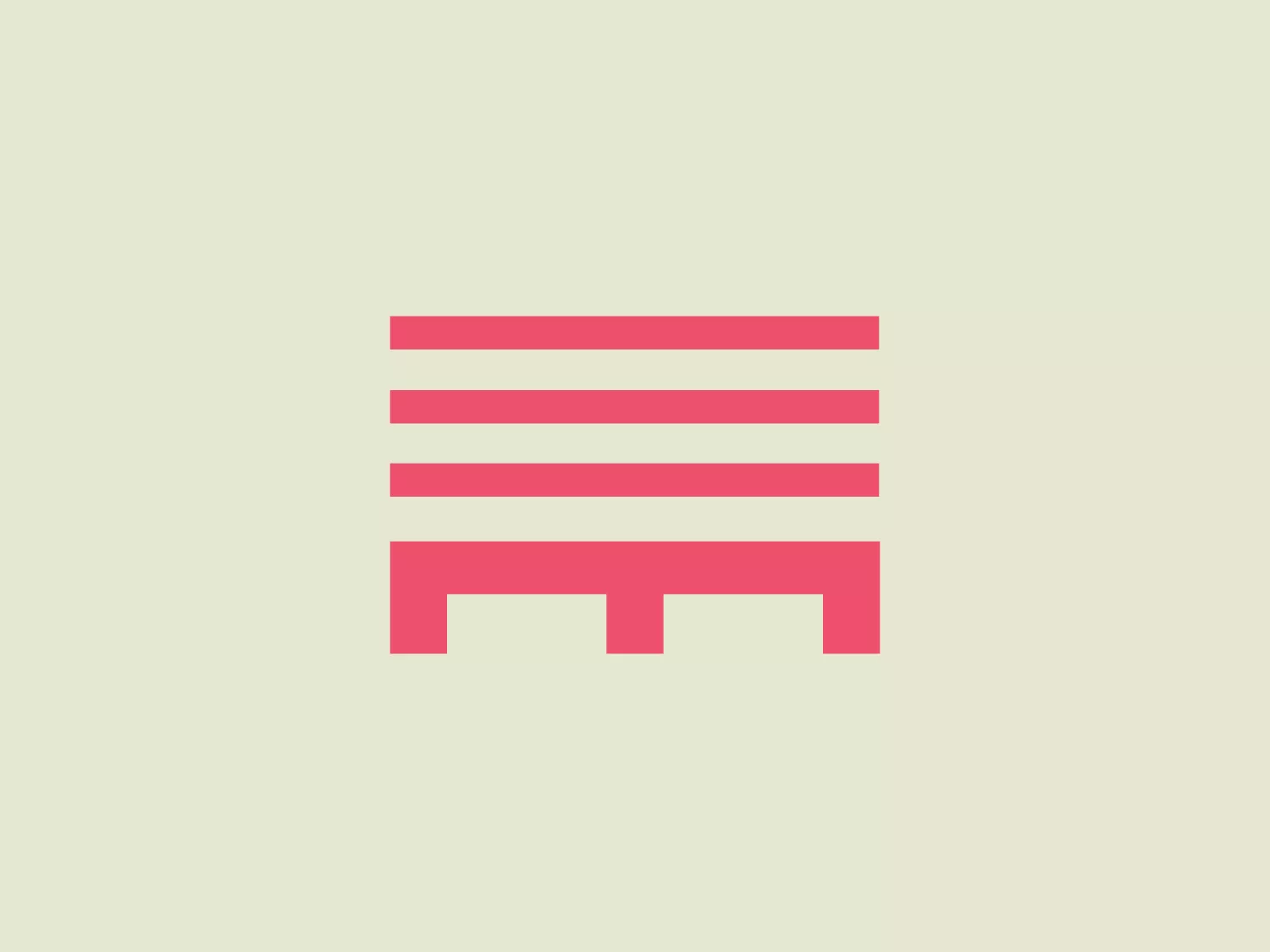The Egloff Papers logo consists of a stylized set of horizontal bars, decreasing in length from top to bottom, rendered in a rich shade of magenta. There are four solid bars with sharp rectangular ends, and a break in the bottom bar introduces a playful element to the otherwise orderly geometric design. The overall aesthetic is modern and minimalist, conveying a sleek and clean visual identity. The thick, uniform lines suggest strength and stability.