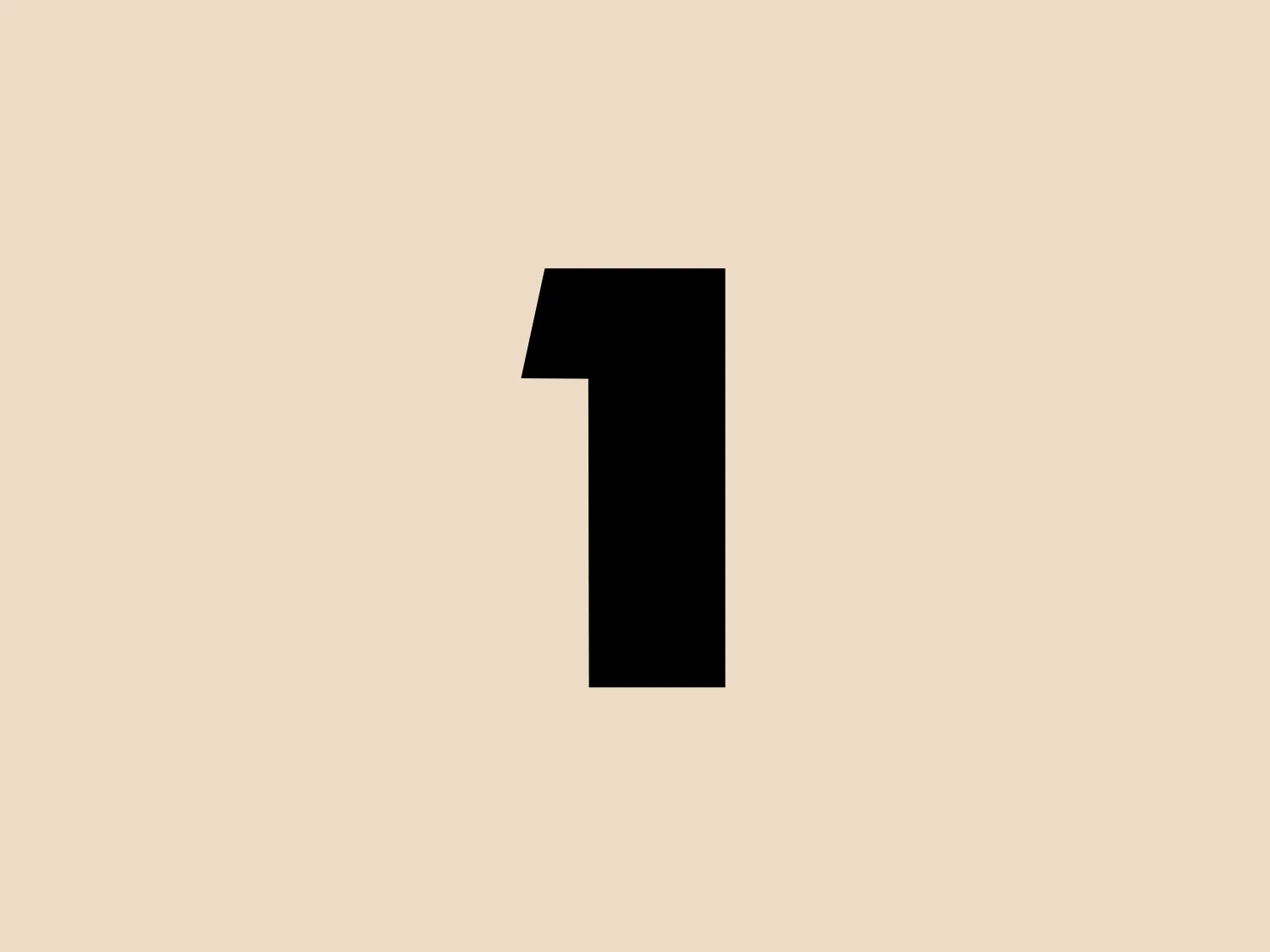 The image displays a numeral "1" in a bold, black sans-serif font. Its design is minimalistic and clean, standing out due to its strong lines and simplicity. The numeral is vertically aligned and takes up the majority of the space provided, suggesting a focus on being number one or the best in a certain context. Its strong, assertive shape gives a sense of confidence and leadership. Given the simplicity of the design and its boldness, a lighter and subtle background would complement it well without competing for attention.