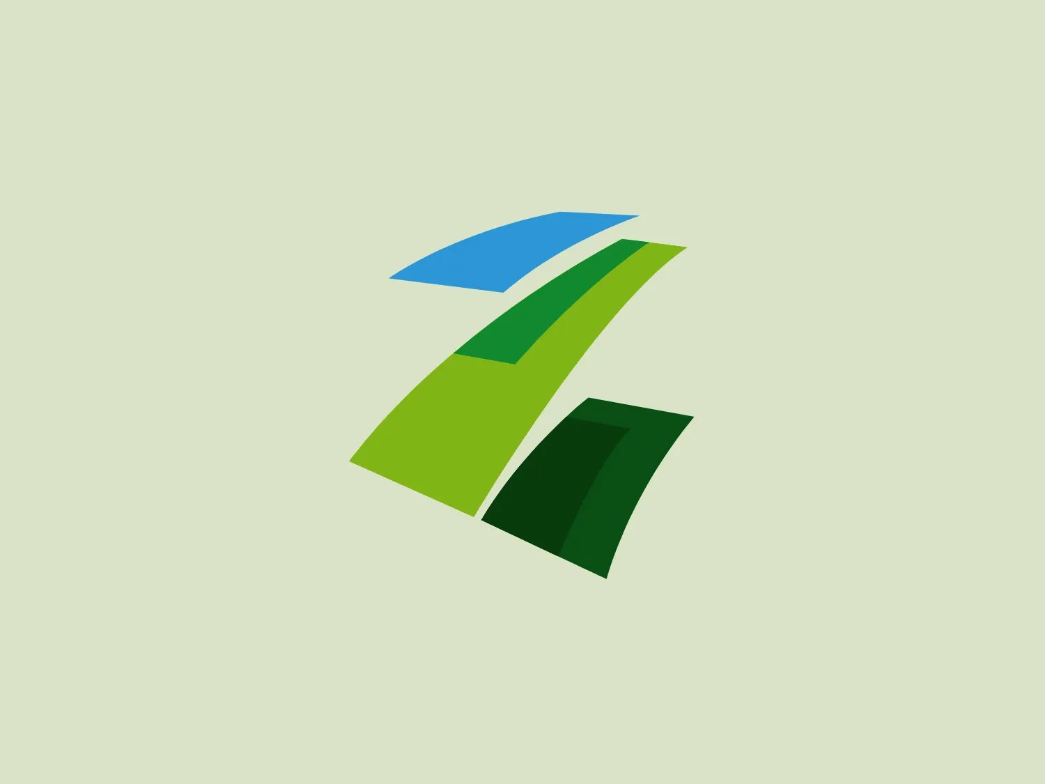 The Zwijndrecht logo features a modern and innovative representation of the letter "A," created using geometric shapes that suggest movement and dynamism. The design includes layered triangles and parallelograms in shades of green, with a sky blue accent at the top, creating depth and dimension. The negative space in the middle adds to the sleek and contemporary feel. This logo would be suitable for a company looking to convey progressiveness and growth.