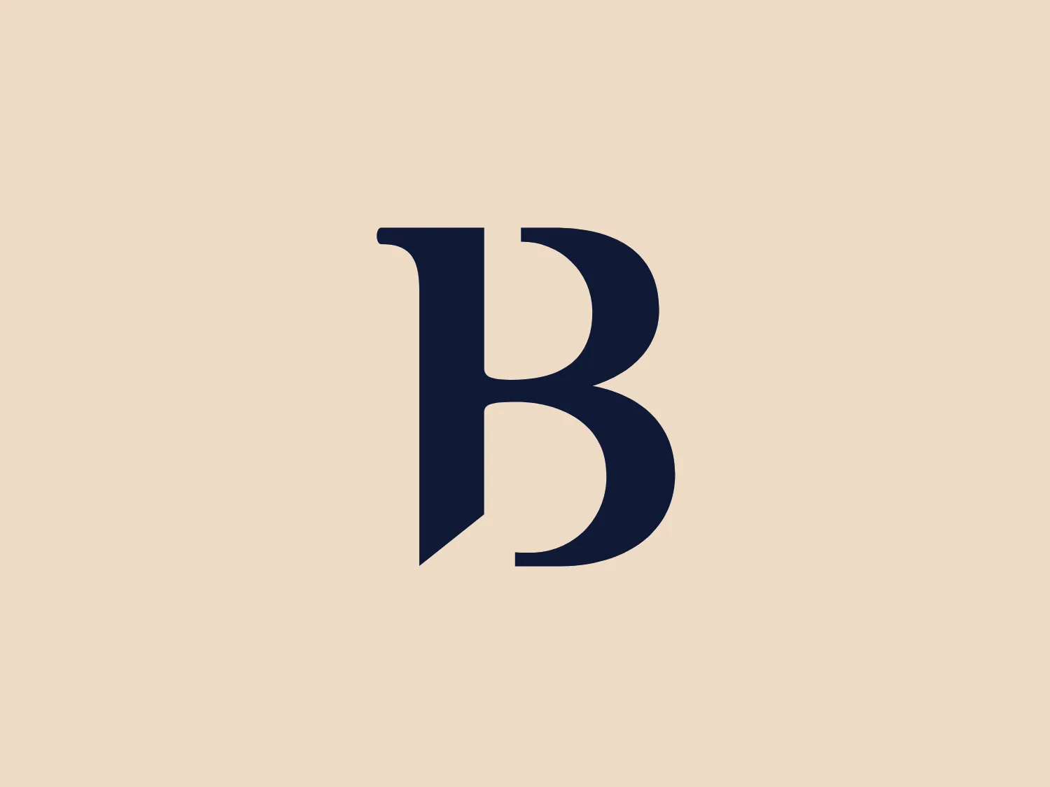 The logo for Bucherer is a stylized letter "B" with a modern, minimalist design. It features solid, bold lines and a dark navy blue color. The letter has a dynamic feel, with an intricate play of positive and negative spaces; the bottom part of the "B" extends into an elegant curve that almost gives the impression of a shadow or a three-dimensional twist. The aesthetic is clean, professional, and would likely suit a contemporary business or brand seeking a sleek and stylish identity. Given the simplicity and sophistication of the Bucherer logo, a neutral and soft background would complement it well.