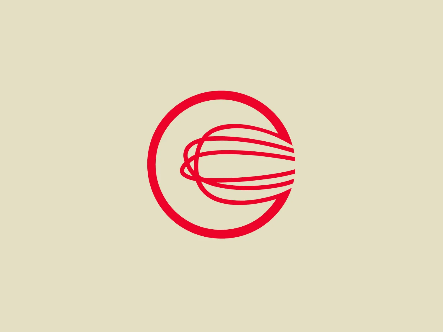 The C-Cap logo is a simplistic and modern design featuring a red circular emblem. Within the circle, there is a stylized image that resembles an abstract, horizontal ellipsoid with curved lines wrapping around its center, creating a dynamic, motion-like effect. The use of negative space between the lines adds to the sense of movement and depth within the design. The overall aesthetic is clean, with a single bold color that conveys energy and confidence. The red used in the logo is vibrant and would stand out against a subtle background.