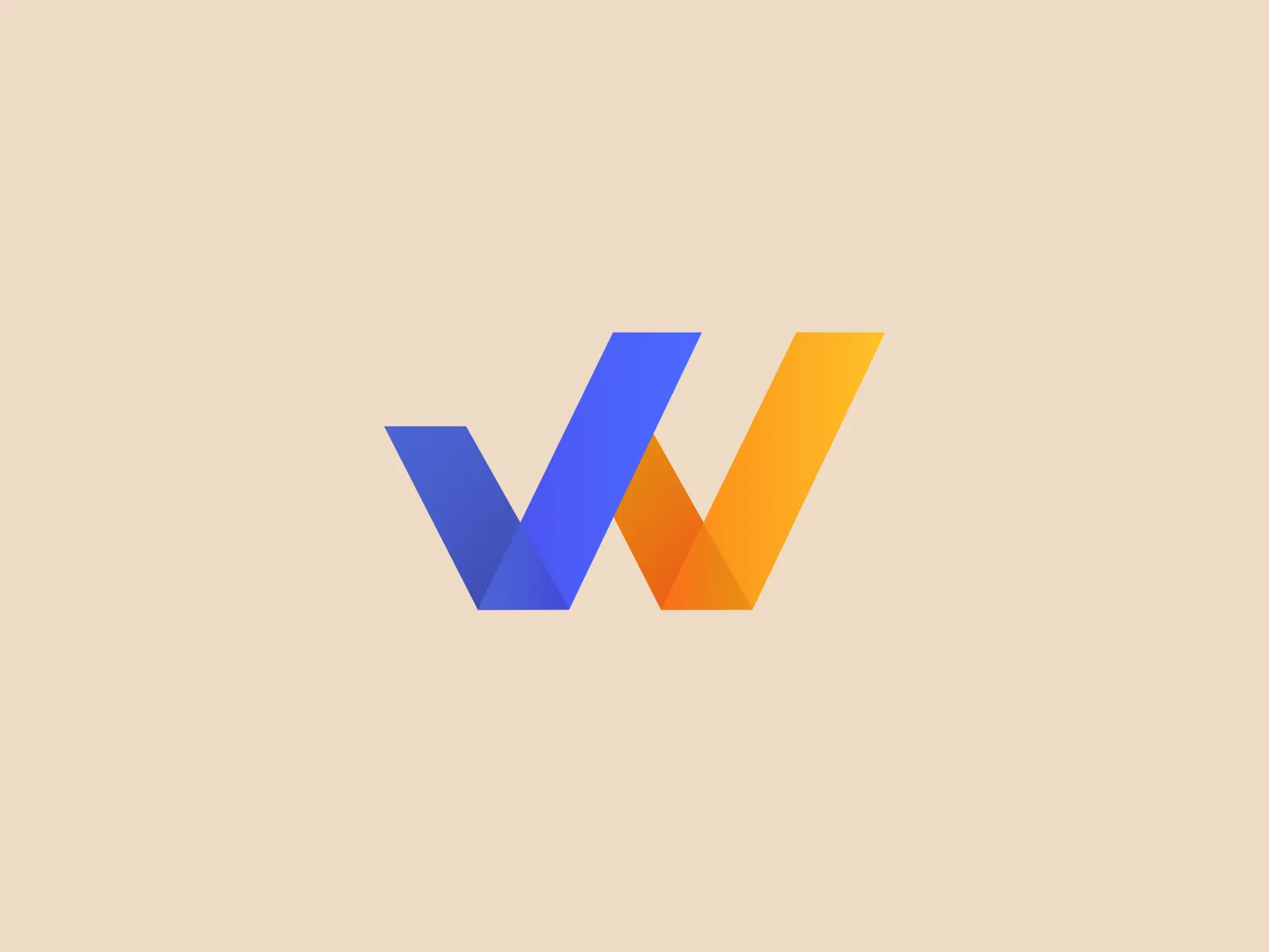 The 1World Online logo features a stylized representation of the letters 'V' and 'W', with a modern and clean design. It includes sharp angles and a color gradient from deep cerulean blue to vibrant orange, symbolizing dynamism or innovation. The use of negative space between the characters adds to the sophisticated design.