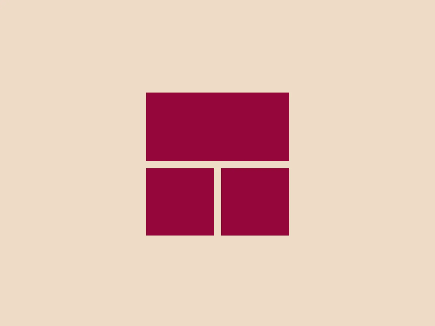 The business logo for Takasago consists of a striking and modern design featuring three rectangles forming a stylized "E." The top rectangle is longer, spanning the width of two equally-sized squares beneath it. The deep maroon color adds an authoritative presence, and its simplicity makes it easily scalable for various applications. This logo would complement a neutral and soft background to enhance its visibility.
