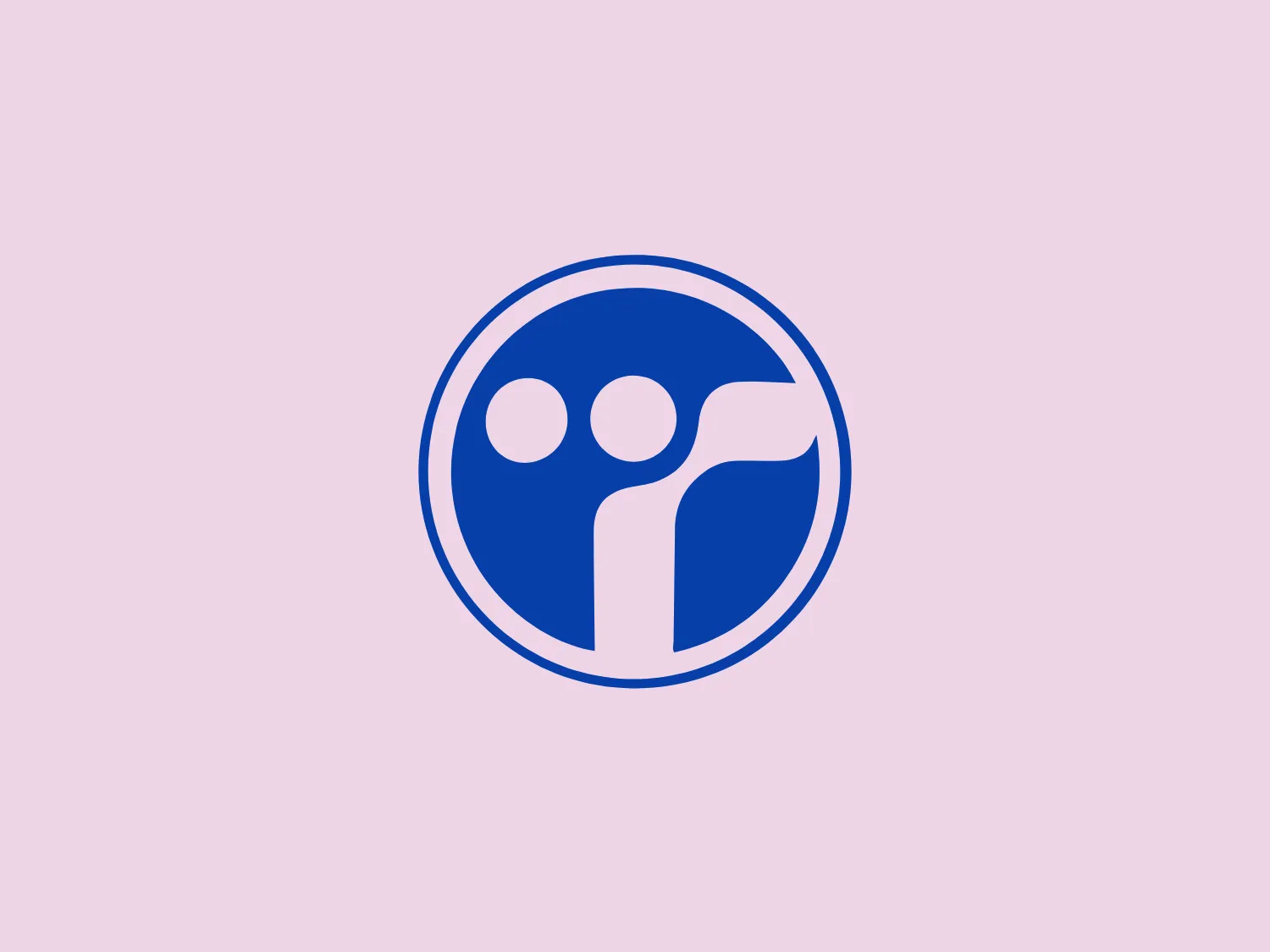 The logo in the image features a bold, blue abstract design against a white background. Within a circle, two primary shapes suggest a dynamic, flowing movement: on the left, three solid circles decreasing in size from top to bottom; on the right, a stylized figure resembling a leg in stride, or a path leading into the distance. The color is a deep, consistent shade of blue throughout all elements. The design has a modern, clean aesthetic, possibly evoking themes of connectivity, progress, and athleticism. The shapes are smoothly curved, and there is a sense of balance and forward momentum conveyed by the composition.