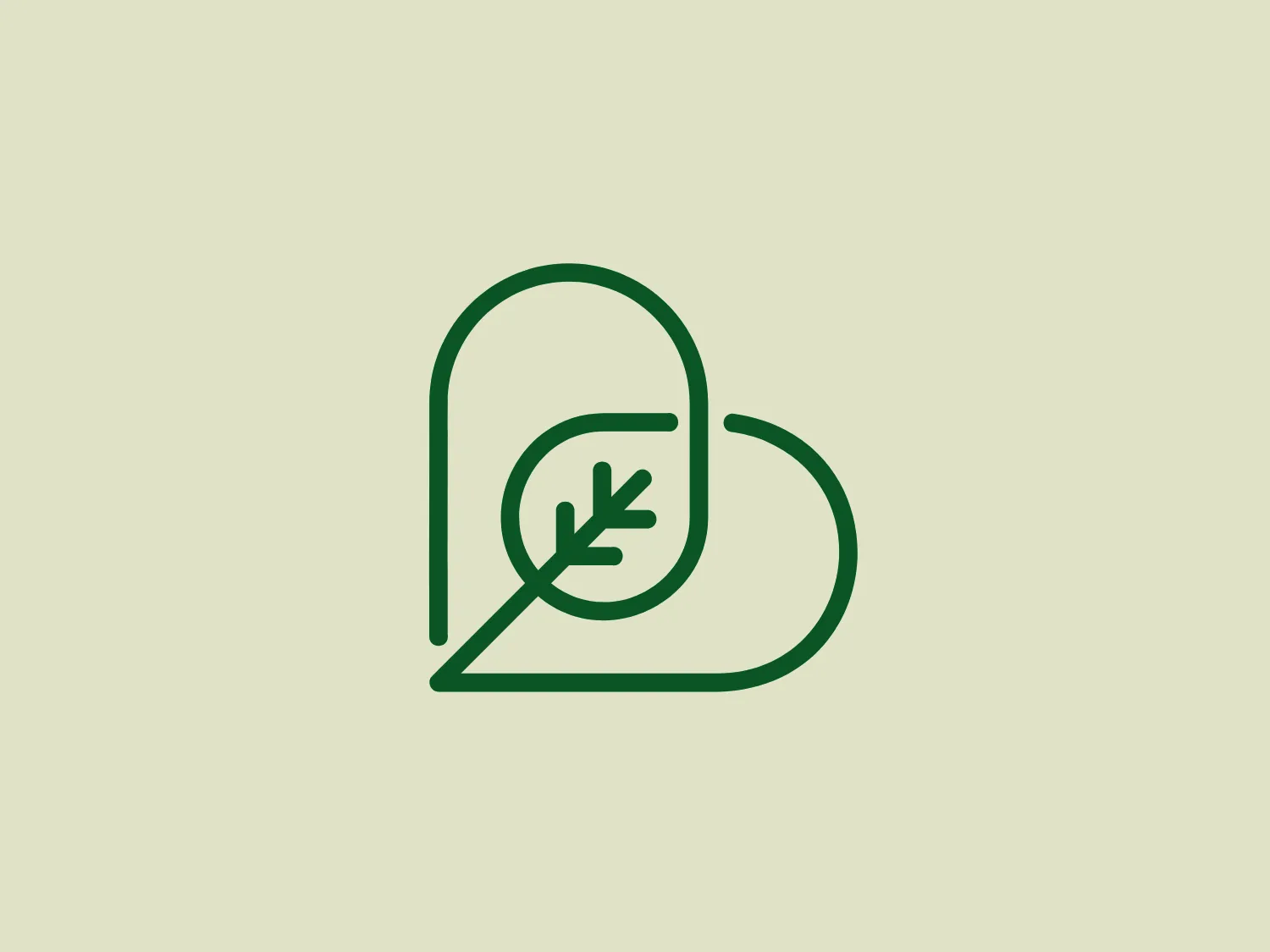 The Lokay logo is a stylized representation of a heart created with two continuous lines in a deep green hue, suggesting fluidity and simplicity. Inside the right chamber of the heart, a small, minimalistic leaf icon signifies an association with health, growth, or nature. The sleek and modern design places a clear emphasis on eco-friendliness or life sciences, with consistent line thickness and no additional embellishments for versatility and recognizability.