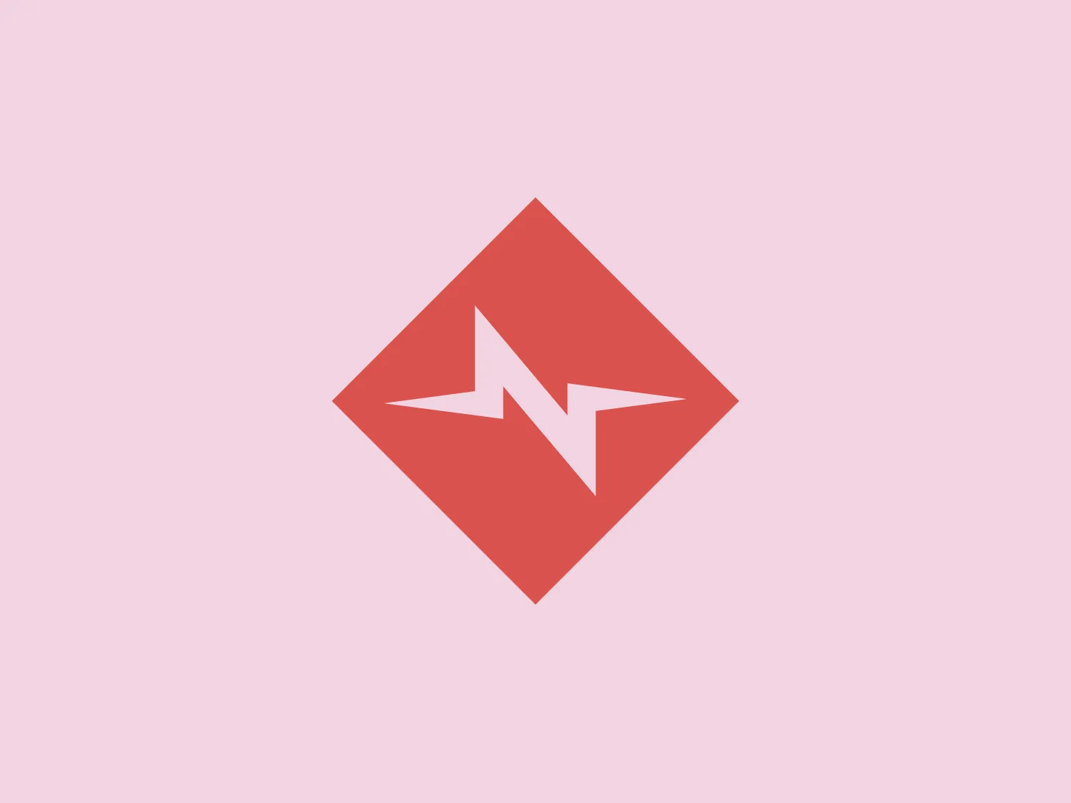This logo features a stylized white lightning bolt centered within a tilted square, with corners pointing towards the cardinal directions. The background of the square is a vibrant coral red, providing a strong contrast against the bolt. The overall design aesthetic is modern and dynamic, implying energy and movement, which is appropriate for a logo possibly representing power or speed-related themes. Given the vibrant color of the logo, a background color that complements without overpowering is preferable.