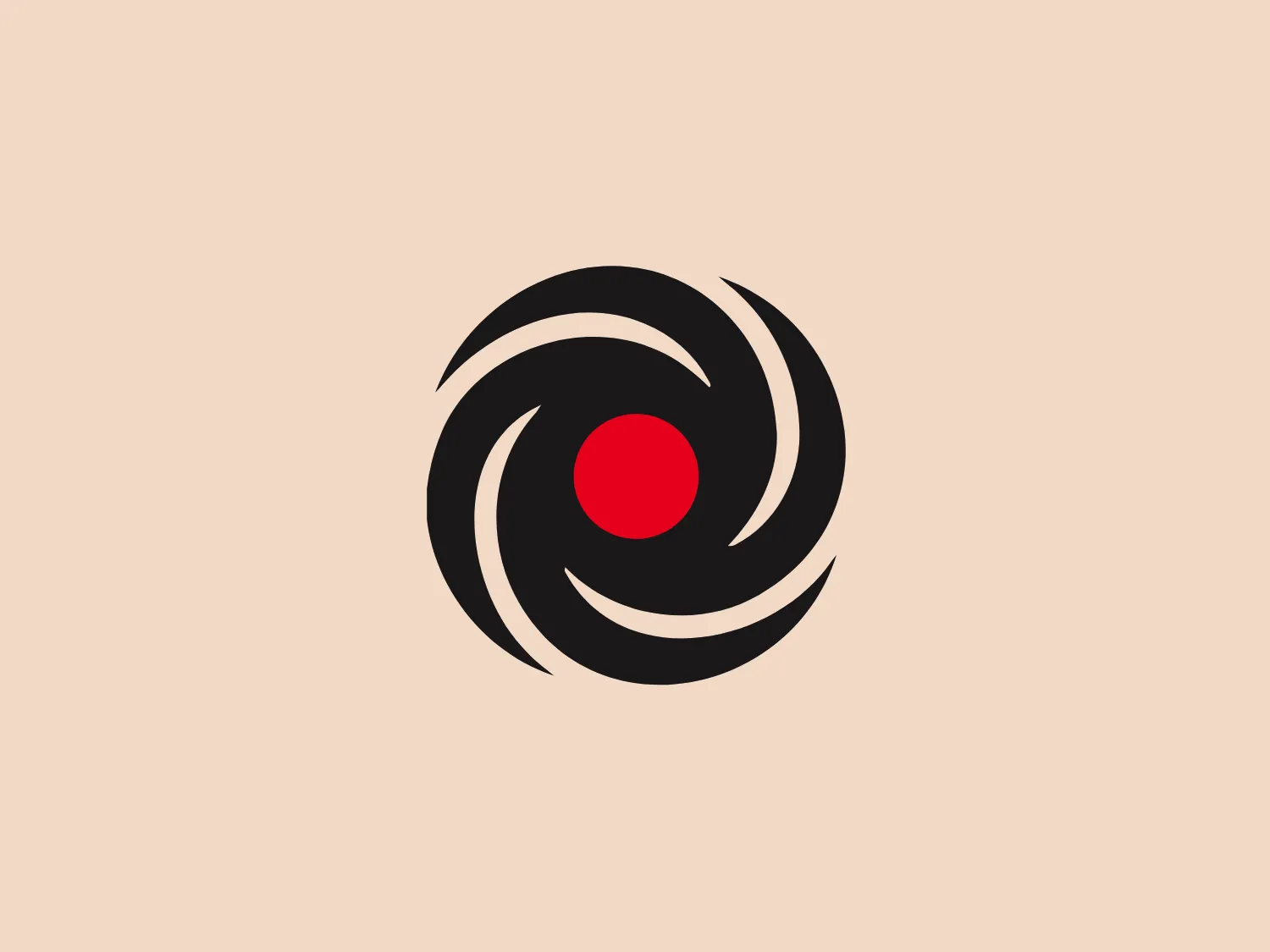 The OSEO logo features a bold and dynamic design centered around a vibrant red circle. Surrounding the circle are three sweeping black shapes that spiral outwards, creating a sense of rotation and movement. These black shapes resemble brush strokes, with varying line thicknesses and smooth curves that suggest a feeling of speed and fluidity. The logo’s use of stark black against the bright red circle provides a striking contrast, and the simplicity of the composition gives it a modern and energetic aesthetic. It would fit well with a technology or media company profile.
