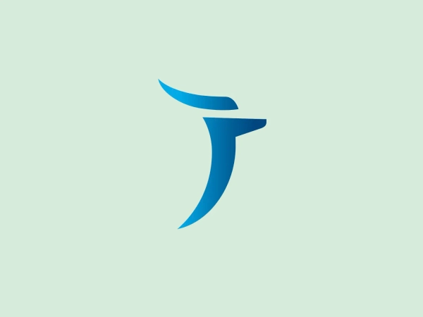 The Janssen logo features a stylized bird in mid-flight, composed of two curved elements suggesting motion and freedom. The design is sleek and modern, with a gradient of two shades of blue transitioning smoothly from a darker tone at the tips to a lighter shade towards the center, giving it a dynamic and three-dimensional feel. The bird's wing and body are abstracted to convey energy and forward momentum, and the overall design aesthetic is professional, clean, and versatile, suitable for various industries especially those related to aviation, technology, or freedom-centered branding.