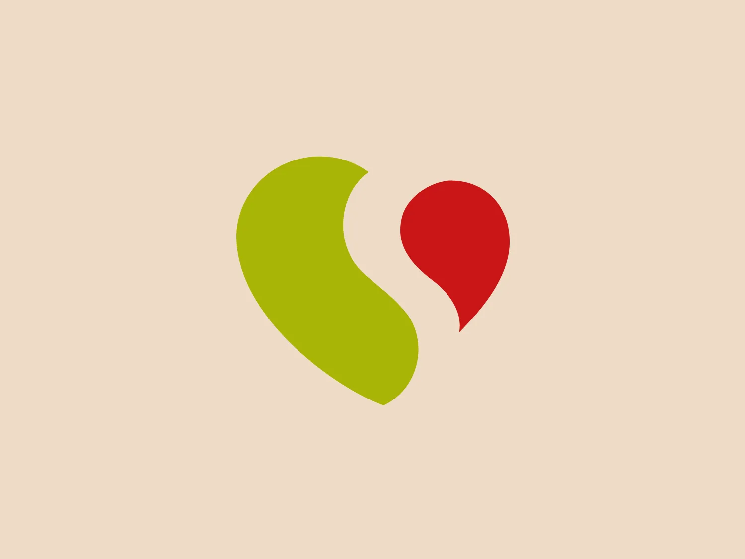 The Soriana logo features two abstract shapes—a large lime green element on the left, resembling a stylized letter 'S' or a comma, and a smaller, bright red teardrop-shaped element on the right. The two shapes are juxtaposed to create a dynamic and modern appearance, which could suggest movement or interaction. The color contrast between the green and red is vibrant and eye-catching, with the green providing a sense of freshness and growth, while the red could represent passion or energy. The overall design is simple yet impactful, with a clean and contemporary feel. Considering the colors of the logo, a neutral but slightly warm background would complement it without creating excessive contrast.