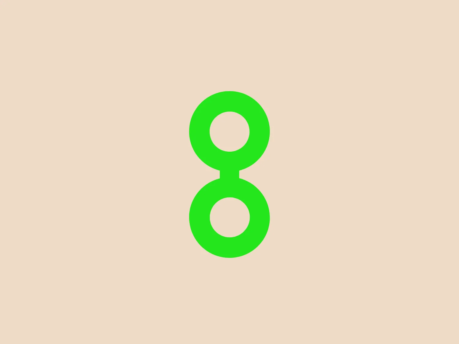 The Getronics logo features a minimalistic design consisting of two vertically aligned green circles with a connecting line in the center, resembling the number "8." The design's simplicity gives it a modern and clean appearance. The green color used is bright and vibrant, which conveys energy and growth. The negative space in the lower circle aligns perfectly with the solid upper circle, creating balance and emphasizing the geometric styling of the figure.