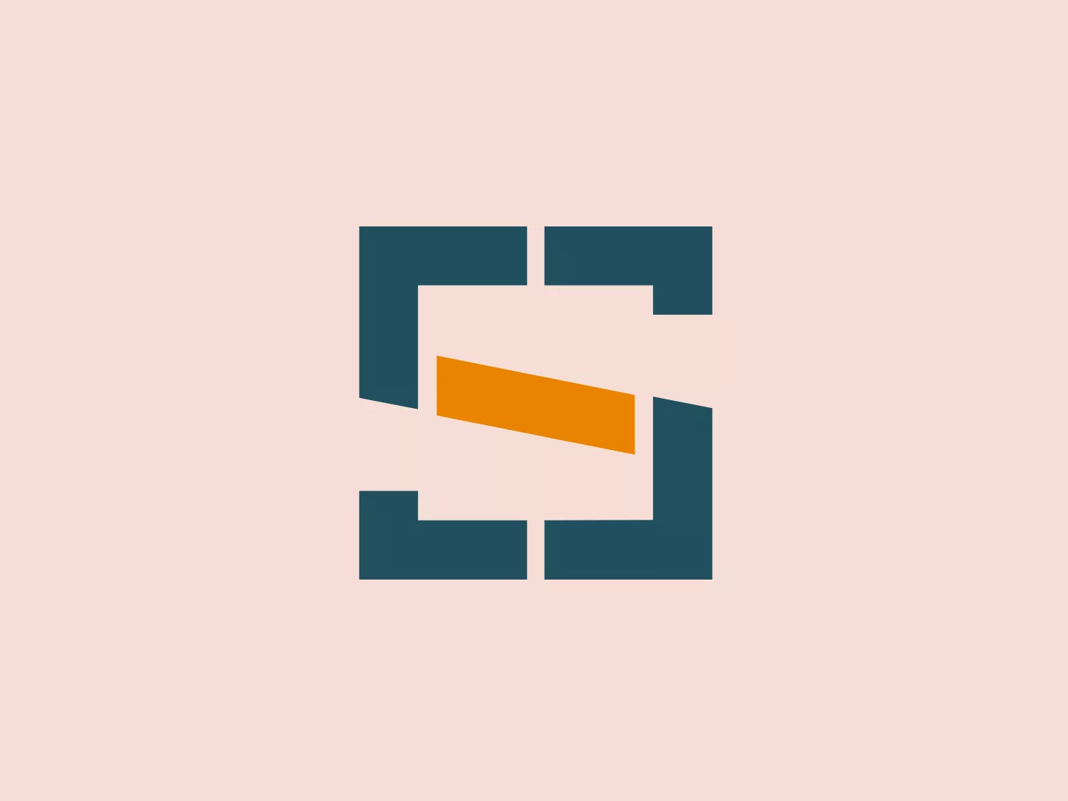 The Saipem logo features a bold, abstract design that appears to be a stylized letter "S" created with geometric shapes. It consists of four distinct blocks that are arranged in a dynamic, interlocking pattern. The primary colors used are a dark, muted teal and a bright, contrasting orange. The dark teal shapes form the outer segments which curve around the central orange rectangle, highlighting it as a focal point. The overall design aesthetic is modern and minimalistic, conveying a sense of innovation and strength. The simplicity and clean lines would allow for versatile use across various media.