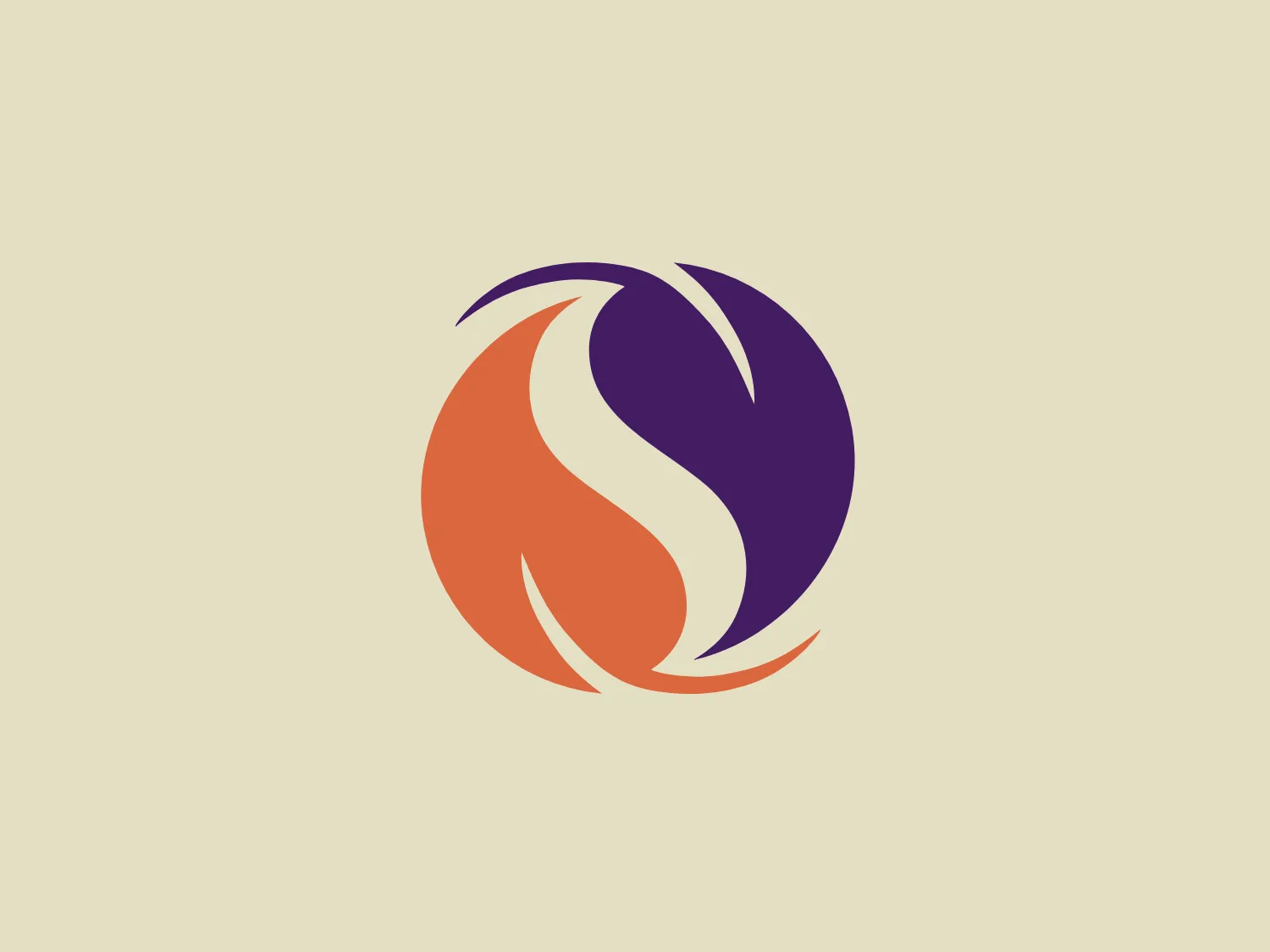 The Second Nature logo features an abstract design resembling a dynamic swirling motion or yin-yang symbol. It consists of two large swooshes or teardrop shapes, one deep purple and the other vibrant orange, interacting to create a sense of balance and movement. The shapes converge in the center, giving the impression of interconnectivity or fusion. The striking color contrast and modern, sleek aesthetic suggest harmony or duality.