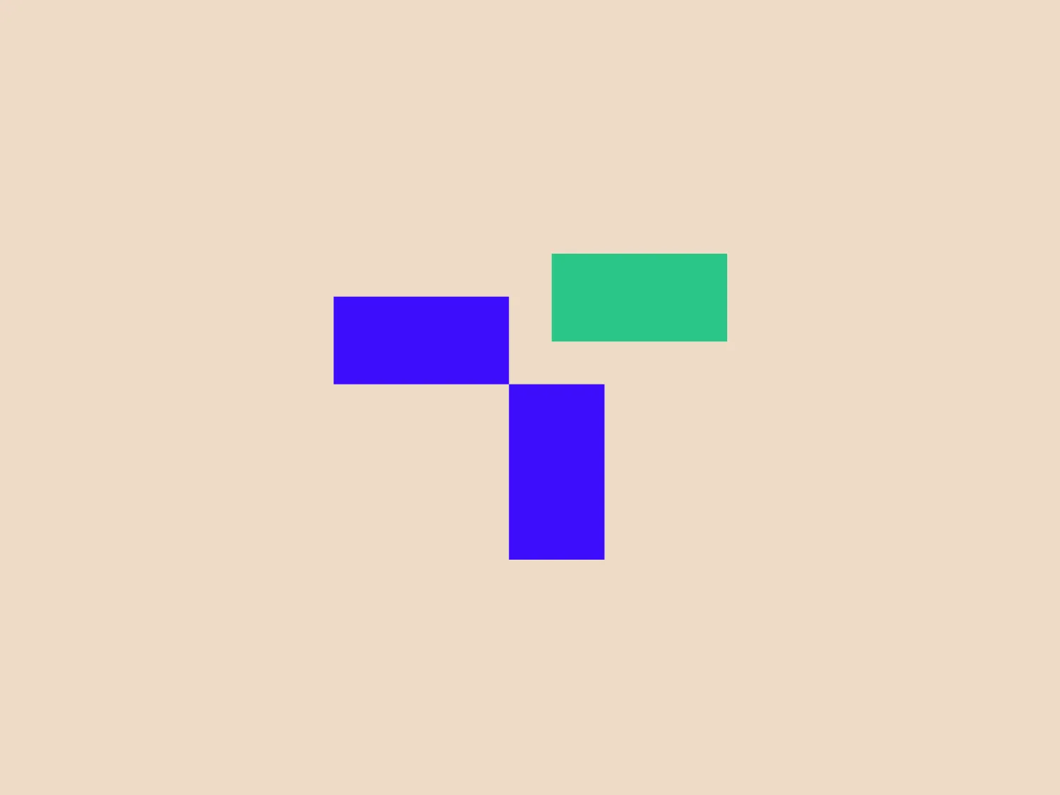 The Tatum logo features three geometric shapes: a vibrant purple square serves as the largest shape, accompanied by a smaller, bright blue rectangle positioned to the upper left, and a mint green square to the right. The asymmetrical arrangement of the shapes creates dynamic balance within a minimalistic and modern design aesthetic, featuring bold, flat colors without gradients or additional embellishments.