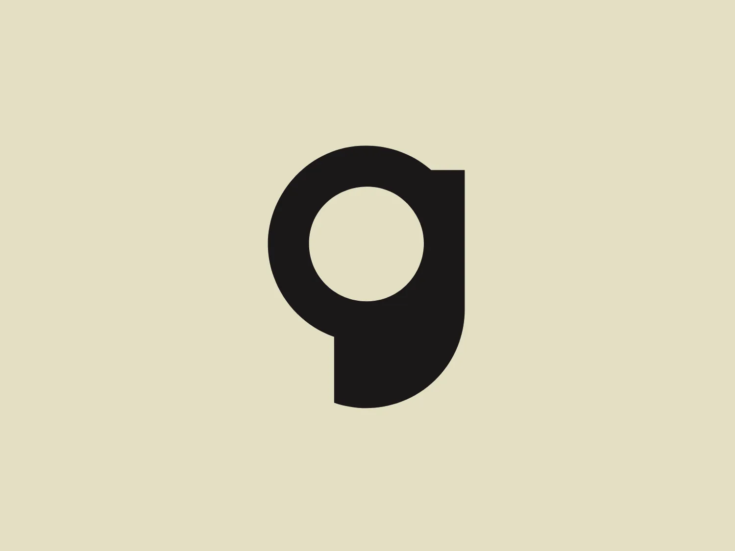 The Gaugeler logo features a bold, black letterform that resembles a lowercase 'd' with a unique twist. The main body of the 'd' extends into a round loop, creating an enclosed circular space that suggests an 'o', which makes the design both minimalistic and clever by merging two letters into one shape. The overall aesthetic is modern and simplistic, with a strong focus on negative space and geometry, creating a distinctive and memorable visual. This design would stand out against a light, neutral background that doesn't compete with its clean lines.