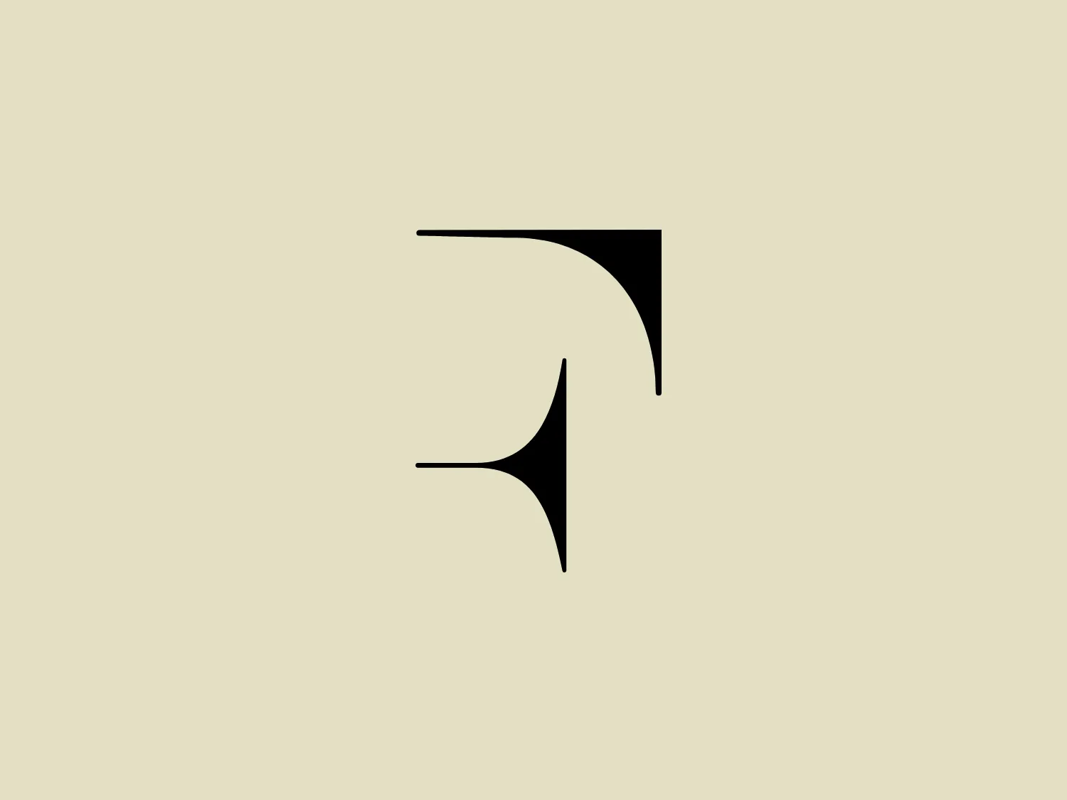 The presented logo for Fontegrafica is a stylized design composed of two black shapes resembling boomerangs or angular swirls facing each other with a negative space between them. The design is minimalist and modern, with each shape having a sharp, pointed end and a wide, curved end, creating a sense of balance and motion. The use of negative space and distinct angles gives the logo a dynamic and abstract feel, making it versatile for various branding applications.
