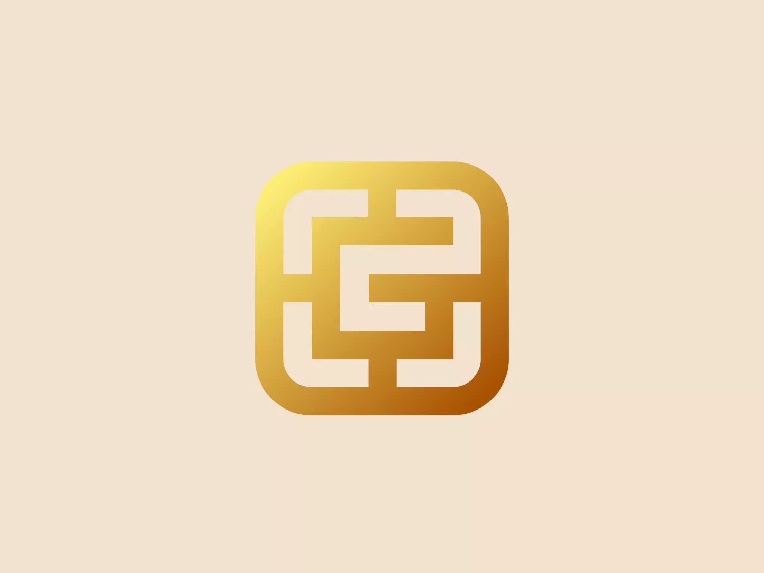 The Gold House logo features a stylized monogram within a rounded square frame. The interconnected lines create a maze-like or Celtic knot appearance, suggesting unity, complexity, or a sense of continuity. The design uses gradients of gold, creating a luxurious and premium feel. Its lines are bold and the transitions between the shades give the illusion of a three-dimensional metallic object. The logo is modern and abstract, which could allow for versatile usage across different industries. For a background that complements this logo's luxurious feel and gold tones, a light and neutral color would be best to maintain focus on the logo.