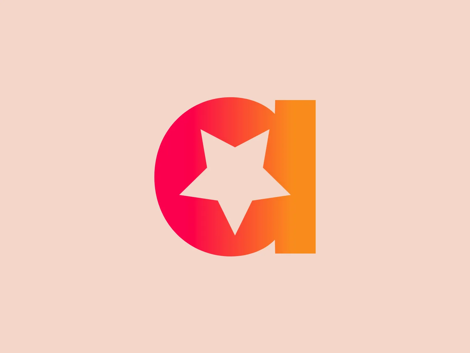 The Antenne Schlager logo showcases a bold, white star set within a circular shape. The circle displays a gradient fill, transitioning from vivid pink to warm sunset orange, exuding energy and dynamism. The angular, stylized star contrasts with the round circle, while a thick, orange vertical bar on the right side adds a modern, abstract element. The design embodies a contemporary, eye-catching aesthetic with an emphasis on simplicity and clean geometry.
