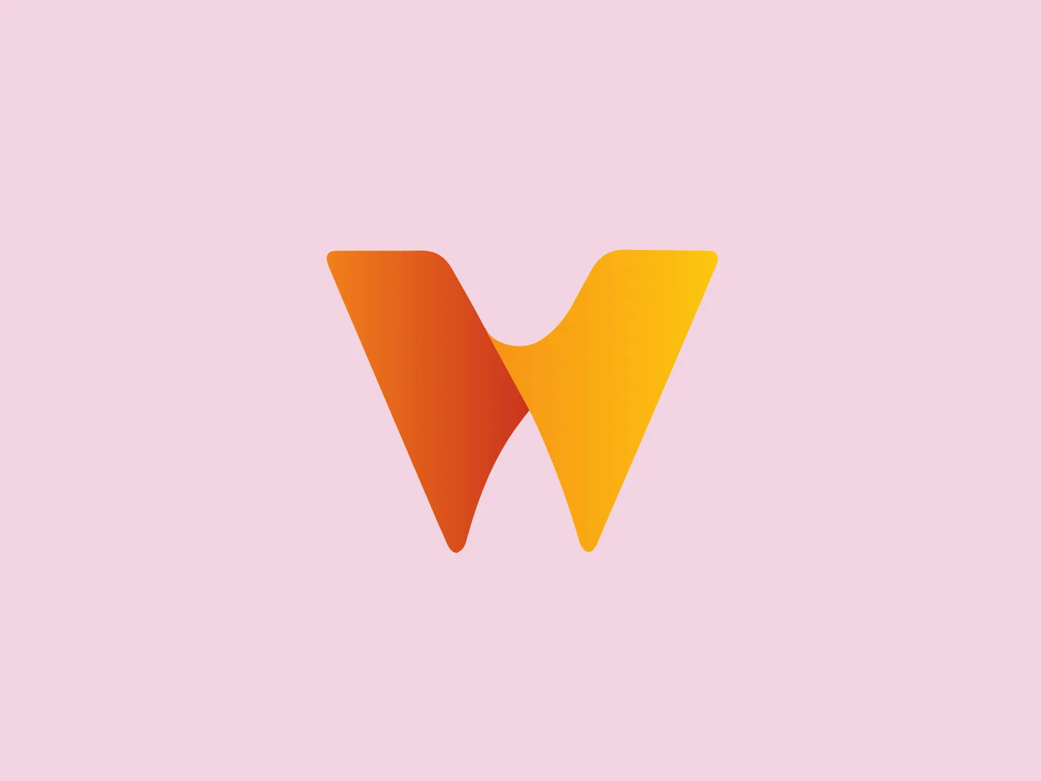The Wazzadu logo features a stylized letter "W" made up of two overlapping right-angled triangles pointing outwards, creating a sense of motion or wings. The left triangle is orange, transitioning into a lighter hue at the base, while the right segment is a warm yellow, maintaining a cohesive gradient across the form. This design imparts an energetic, modern, and dynamic feel with a simple, clean aesthetic, suggesting creativity and innovation.