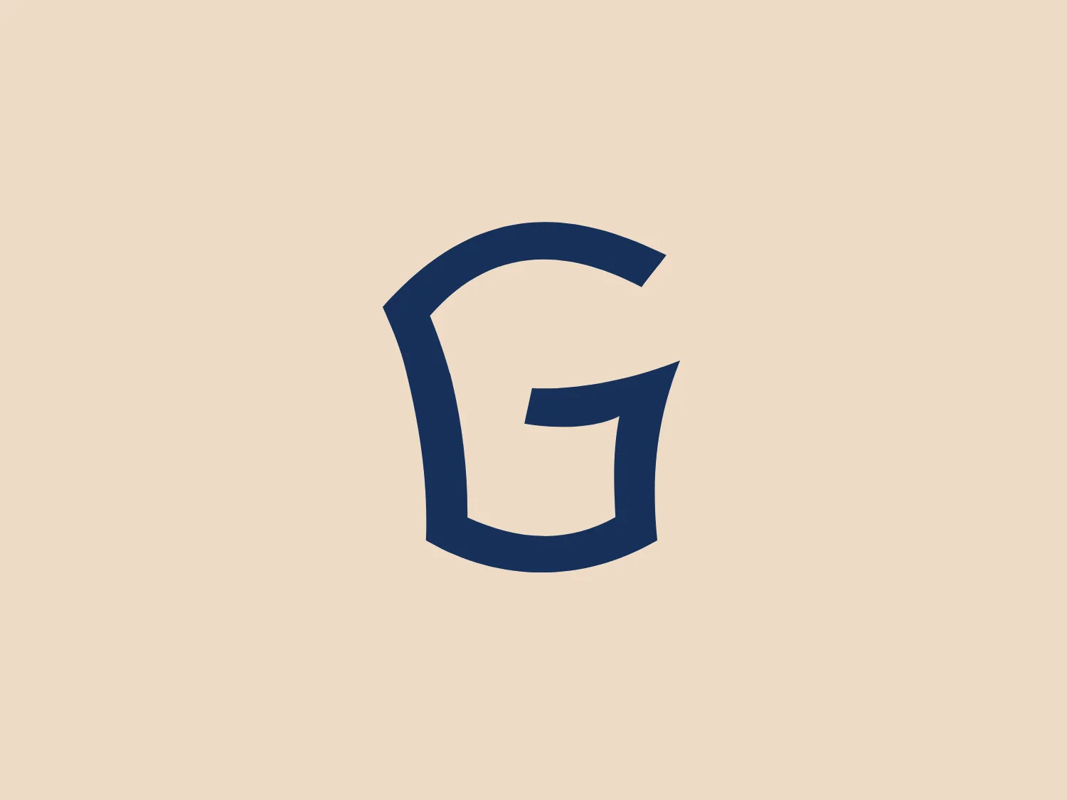 The Girolando logo features a stylized letter "G" in a dark blue color with a hex code resembling #2D3E50. The design is modern and minimalist, composed of geometric shapes suggesting a shield-like form surrounding the letter, with negative space creating the inner part of the "G". The thick bold lines give the logo a strong and stable presence.
