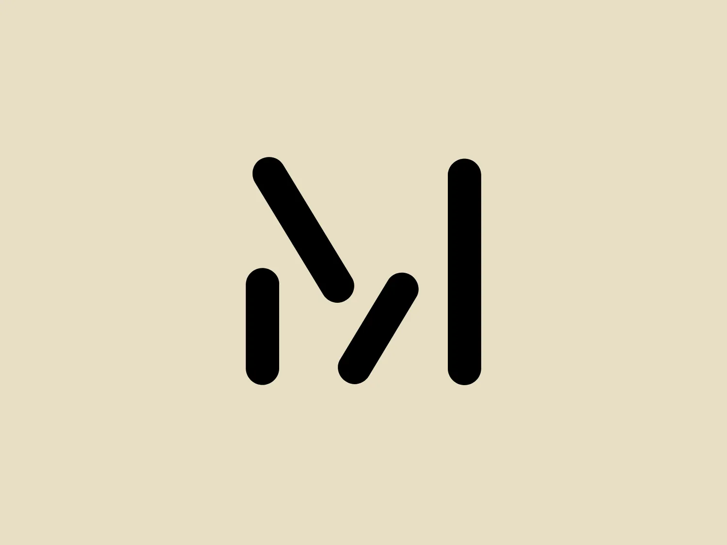 The Max Rijken logo showcases a stylized letter 'N' formed by three black lines of different lengths and orientations, creating a sense of dynamic movement or a zigzag pattern. The design is characterized by bold, geometric shapes, exuding a minimalist and modern appeal. Balanced negative space between the elements enhances its visual impact, while the contemporary aesthetic suggests a sophisticated backdrop color like #ECE4CF to complement its modern vibe.