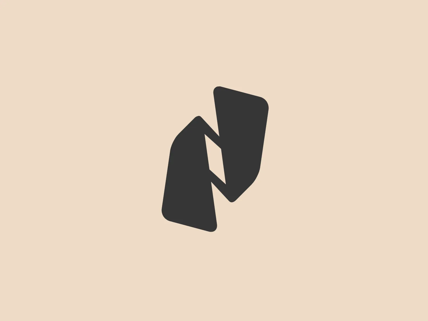 The Nitro logo is a stylized abstract representation, comprising two overlapping shapes with pointed edges that suggest motion or a perspective shift. The color of the logo is a vivid shade of orange, and its design is modern and dynamic. The overall feel is sleek and contemporary, with a sense of innovation or technology. Due to the boldness of the orange, a neutral and light background would complement it best.