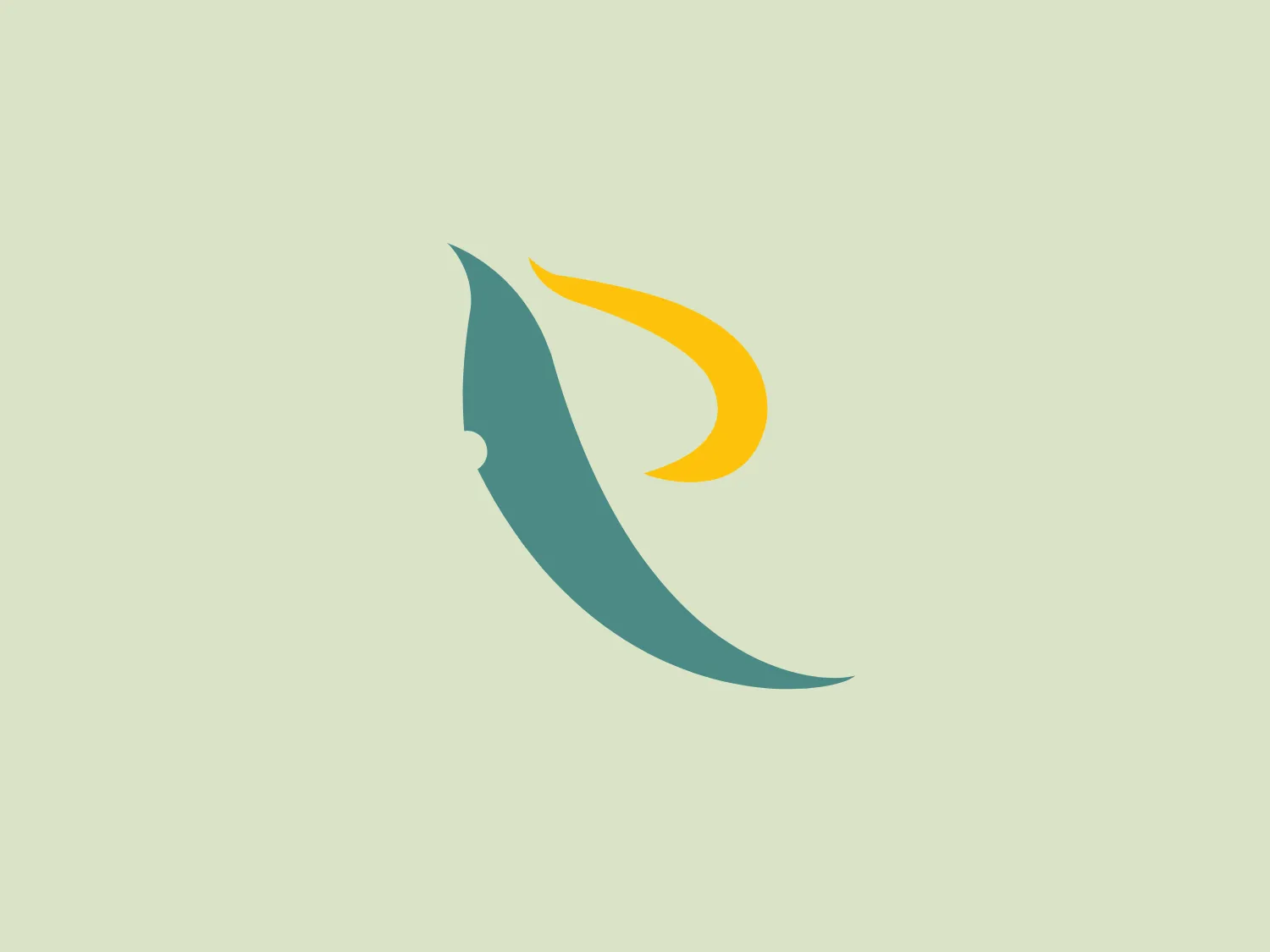 The Parkmore Shopping Centre logo features a stylized, abstract design that resembles a combination of a flame and a swoop. It consists of two elements: the larger shape has a gentle, curved form that narrows to a pointed tip, and is colored in a soft teal hue. An overlapping smaller element suggests a dynamic, flame-like shape with its sharp angle and is colored in a mustard yellow. The overall design aesthetic is modern, smooth, and conveys a sense of motion and energy. The minimalistic use of colors and the fluidity of shapes make for an elegant and versatile logo.