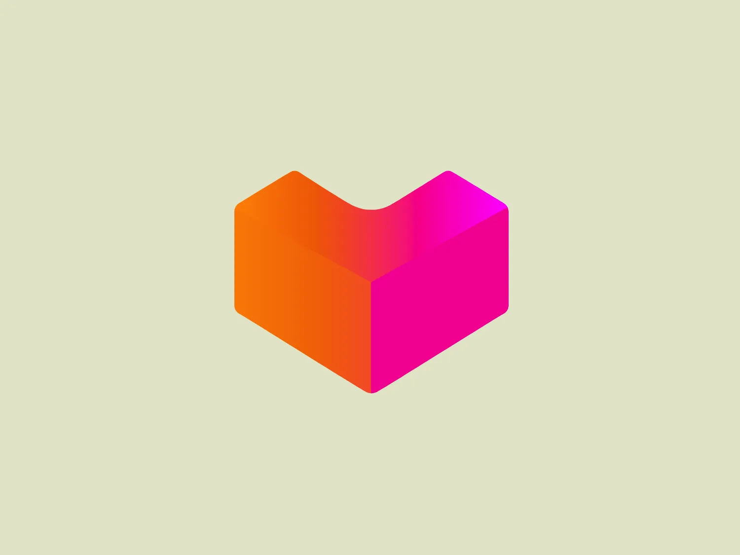 The Lazada logo features a stylized three-dimensional shape reminiscent of a cube with a portion of its structure removed or invisible, creating an open corner perspective. It consists of two visible faces, with the left face in a vibrant orange and the right face in a hot pink, employing a gradient that combines the two colors seamlessly at the edge where they meet. The use of color and shading gives the logo a luminous, dynamic look, evoking a sense of innovation and modernity. There are subtle highlights and shadows on the faces that suggest depth and dimensionality. The overall design aesthetic is minimalist, bold, and contemporary, with a playful twist on geometric representation.