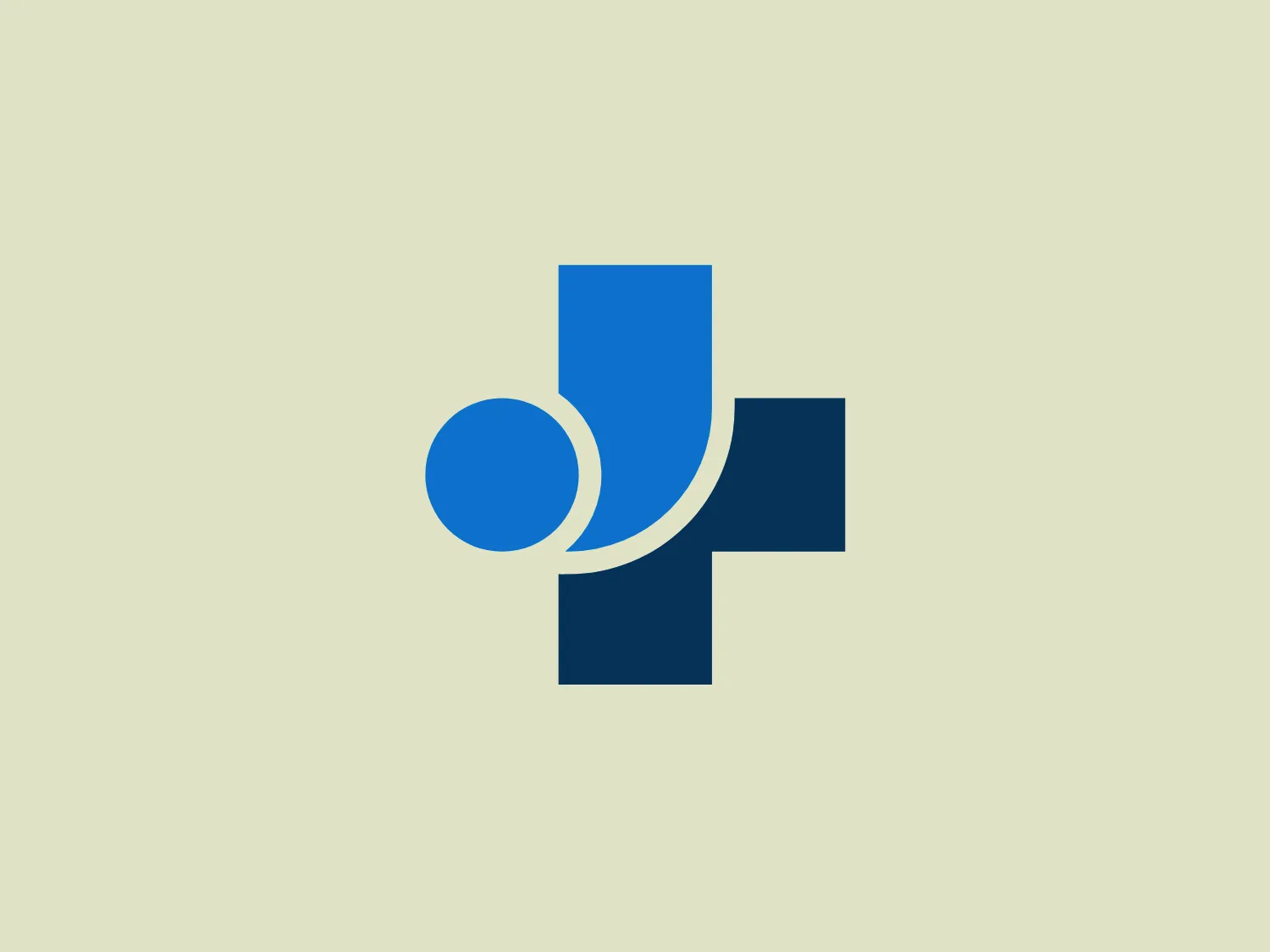 The logo for Joyce University showcases a bold and modern design, incorporating a dark blue cross intersected by a bright blue circle. This intersection creates a light blue crescent shape, suggesting motion or connection. The color scheme is strong and contrasting, with the clean and geometric design exuding precision and trustworthiness. The use of negative space lends a contemporary feel to the logo.