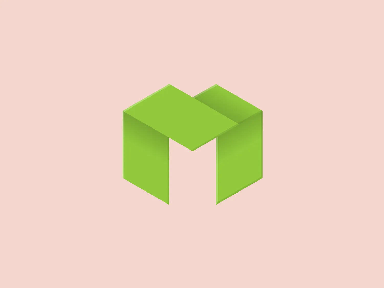 The 3D Model Haven logo features a modern and minimalist design that depicts the letter 'M.' The stylized, abstract representation creates an impression of depth and dimensionality using a 3D effect. The logo utilizes vibrant, uniform lime green color to convey a fresh and energetic look, with clean lines and no additional detailing, resulting in a sleek and easily reproducible design.
