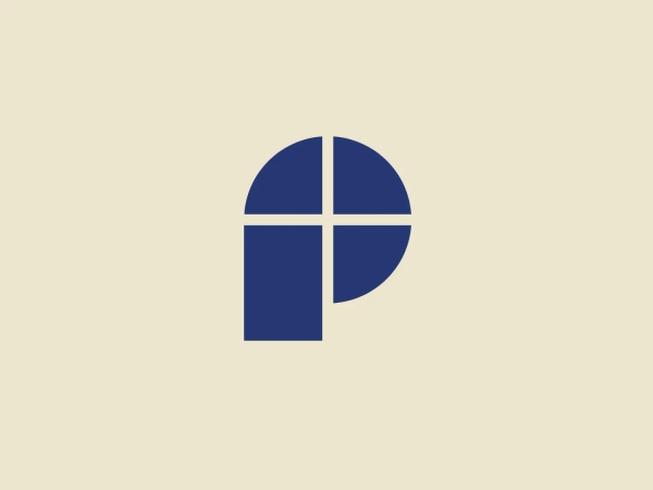 The Protest logo features a stylized, abstract graphic composed of simple geometric shapes. It consists of a circle that seems to have been sliced into four quarters, with one quarter dropped down, disrupting the perfect symmetry. The design uses a solid, dark blue color, giving it a professional and clean look. The aesthetic is modern and minimalist, emphasizing negative space and strong lines. This design's simplicity and bold color choice would work well on various platforms.