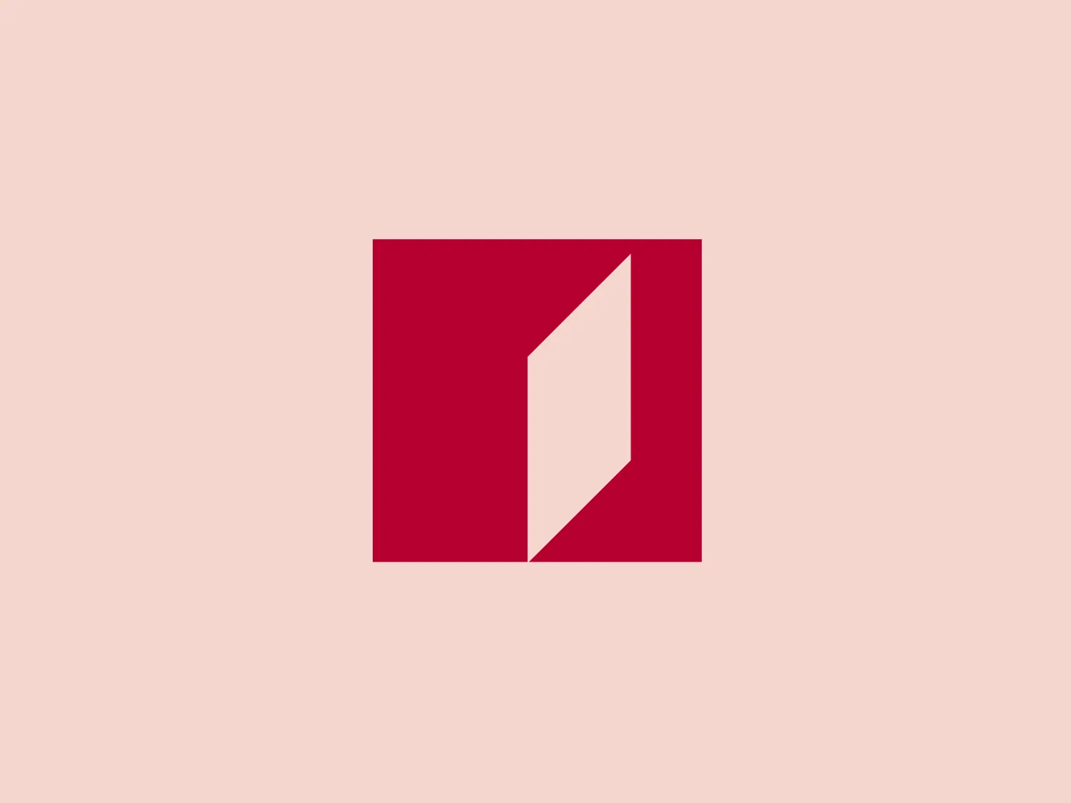 The Intershop logo features a minimalist geometric design within a square shape. The main element is a stylized white right-angle triangle on the left side, suggesting a folded corner and revealing a white layer underneath. The rest of the square is a solid, rich maroon color, giving the logo a bold and contemporary appearance. The simplicity of the design, as well as the striking contrast between the white and maroon, make it eye-catching and versatile for various branding applications.