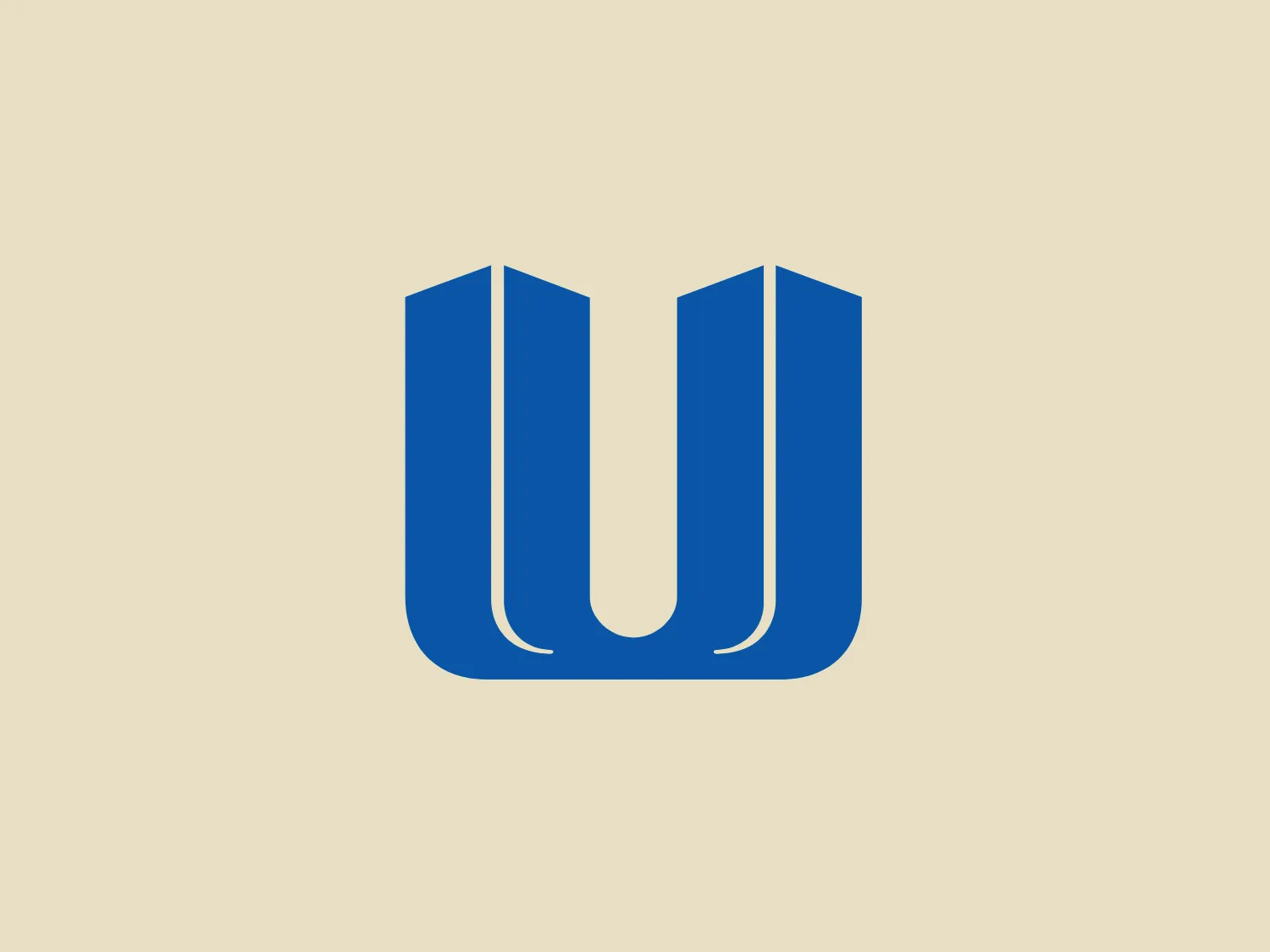 The Unilever logo is a simple, bold and symmetrical design featuring the letter "U" in a saturated blue color. The letter is stylized with sharp and soft edges, creating a modern appearance. The central part of the "U" dips slightly lower than the outer lines, giving it a dynamic and three-dimensional effect. The design is minimalistic and easily recognizable at various sizes, and the intense blue color would complement a light and neutral background well.