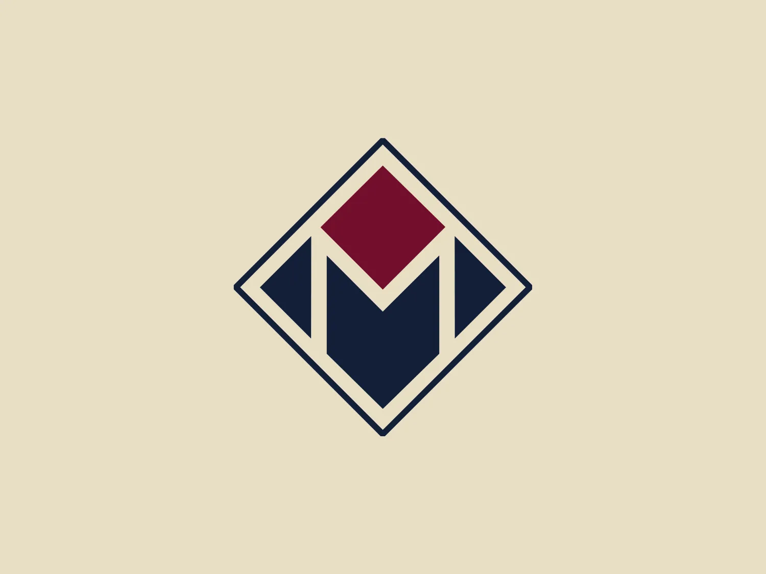 The MSGCU logo features a bold, geometric design enclosed within a diamond shape. Within the diamond, there is a dark navy blue 'M' that appears three-dimensional, with shaded sides to give the impression of depth. Above the 'M', a maroon or wine-colored pentagon acts as a highlight or the top of the letter, enhancing the three-dimensional effect. The entire logo is outlined by a thin, light border, adding a crisp finish to the edges. The design conveys a sense of stability and professionalism, with its sharp angles and clean lines.