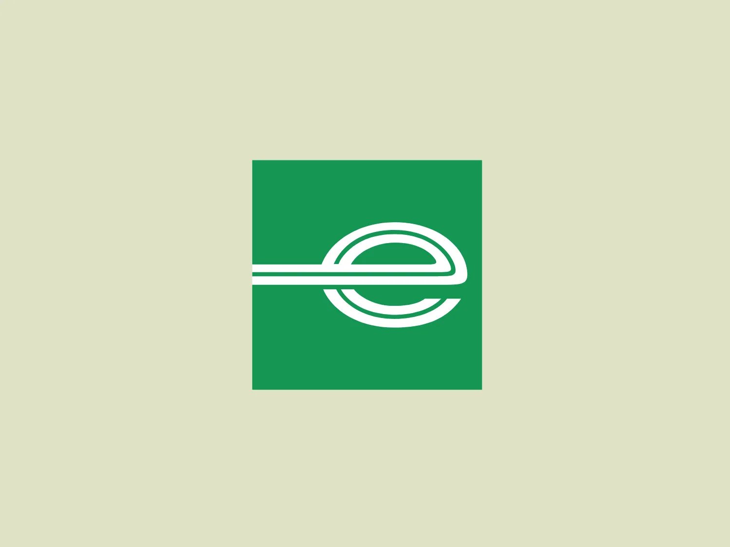 The Enterprise emblem is a stylized white design on a rich green square background. The abstract design resembles a loop or an orbit with an oval shape at its core, intersected by a horizontal line, suggesting movement or continuity. The overall aesthetic is modern, clean, and conveys a sense of dynamism and innovation. The use of negative space creates contrast against the green backdrop.