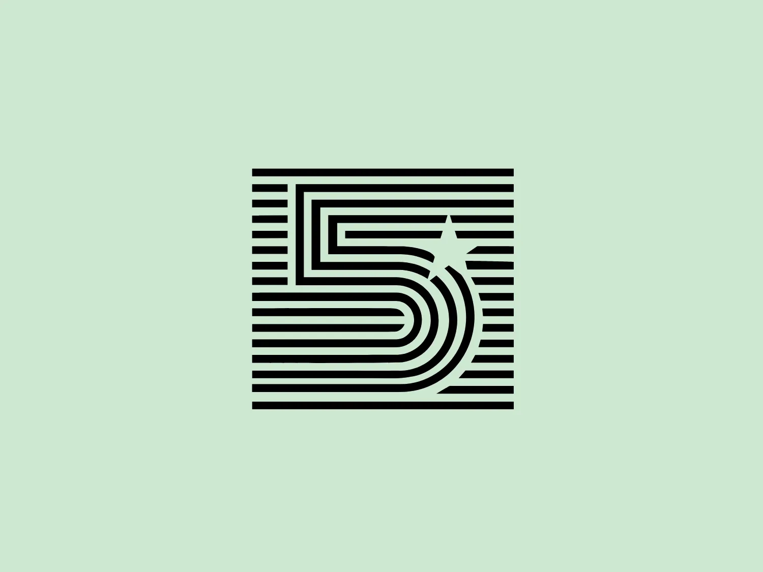 The image displays a highly stylized logo for Five Star Projects consisting of a bold number 5 created by using contrasting black and white stripes that give an optical illusion of depth, akin to a digital or futuristic interpretation of the zebra pattern. In the negative space near the upper right side of the number, a star is cleverly integrated, standing out due to its solid white color against the black background. The overall design aesthetics suggest modernity, movement, and a digital or tech-oriented brand identity. The sharpness of the design with its high contrast and clean lines evoke a sense of precision and high energy.