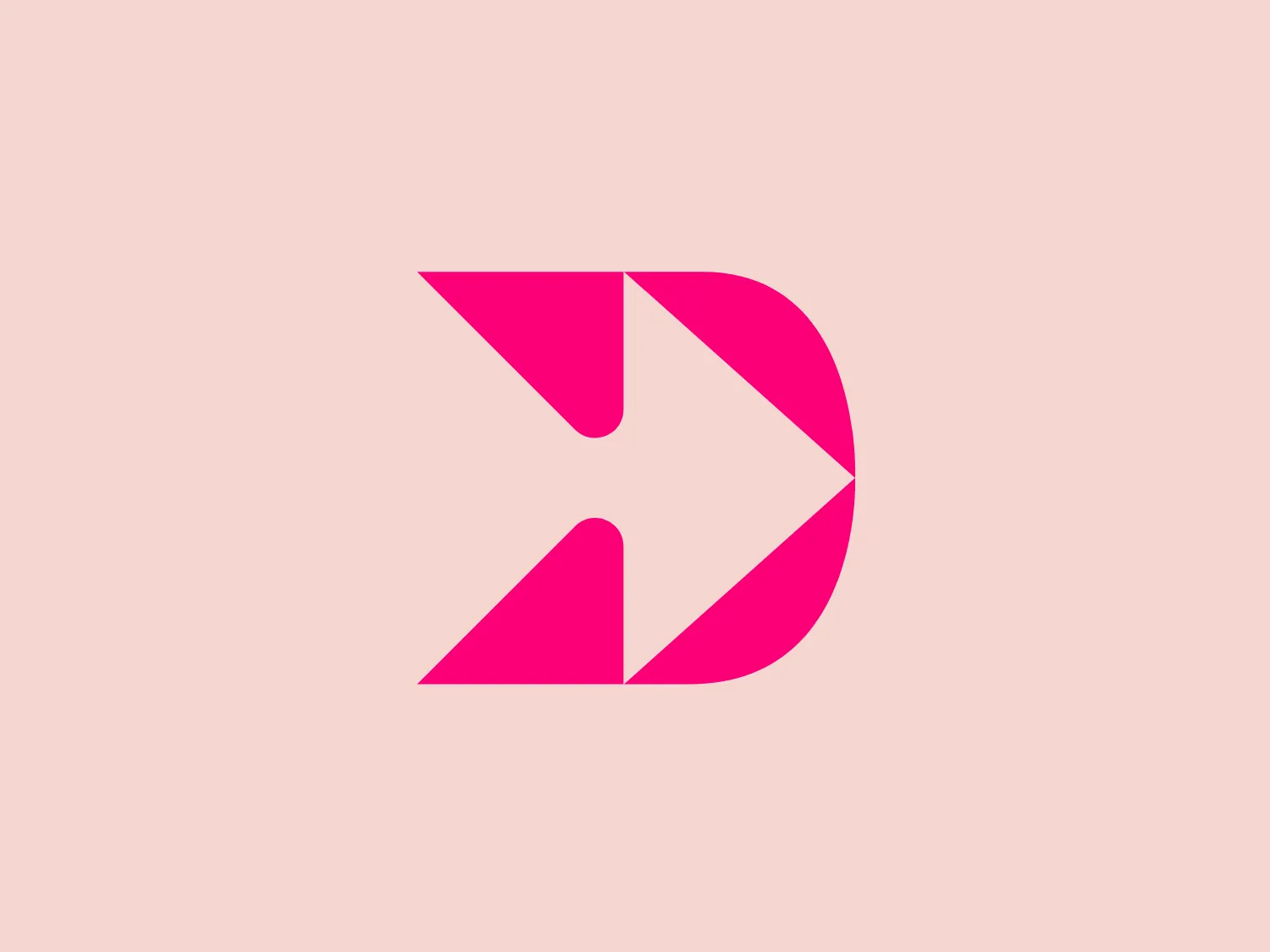 The Dooly logo features a bold and vibrant magenta "D" created with sharp geometric shapes, including triangles and a quadrilateral, giving the design a dynamic and modern look. The use of negative space adds dimension, and the clean, minimalist aesthetic provides a youthful and contemporary feel. A light and neutral background would complement the vibrant magenta color well.