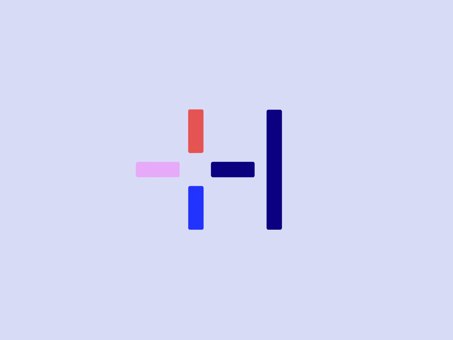 The logo for Halaxy features a geometric, abstract design consisting of four elongated rectangles arranged to form a stylized letter "H." The rectangles have rounded corners, adding a softness to the otherwise sharp, linear arrangement. The color palette includes a coral red (#ff6b6b), pastel lavender (#c084fc), a deep blue (#5e60ce), and a navy blue (#6930c3), which together create a bold and modern appearance. The color scheme is vibrant and eye-catching, while the simplicity of the shapes gives the design a clean and minimalistic feel.