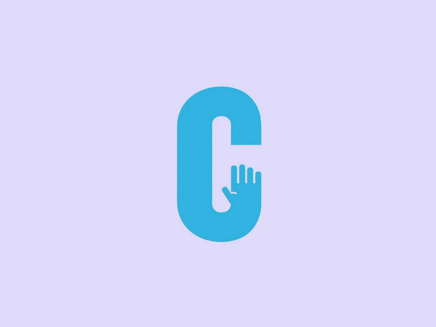 The City of Covington logo showcases a bright blue, stylized letter 'C' with a modern aesthetic. Inside the 'C' is a white pictogram of a hand pointing or pressing on something, conveying interaction or touch. The clean, contemporary design is flat with no gradients, shadows, or 3D effects, making it suitable for digital or technology-focused branding. The contrast between the blue and white adds to the logo's striking appeal.