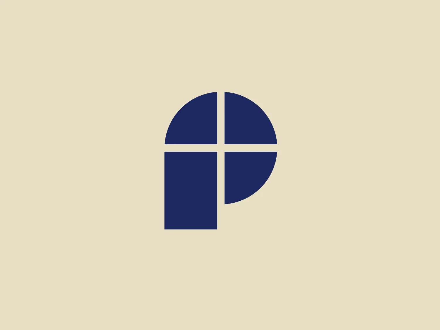 The Protest logo features a stylized, abstract graphic composed of simple geometric shapes. It consists of a circle that seems to have been sliced into four quarters, with one quarter dropped down, disrupting the perfect symmetry. The design uses a solid, dark blue color, giving it a professional and clean look. The aesthetic is modern and minimalist, emphasizing negative space and strong lines. This design's simplicity and bold color choice would work well on various platforms.
