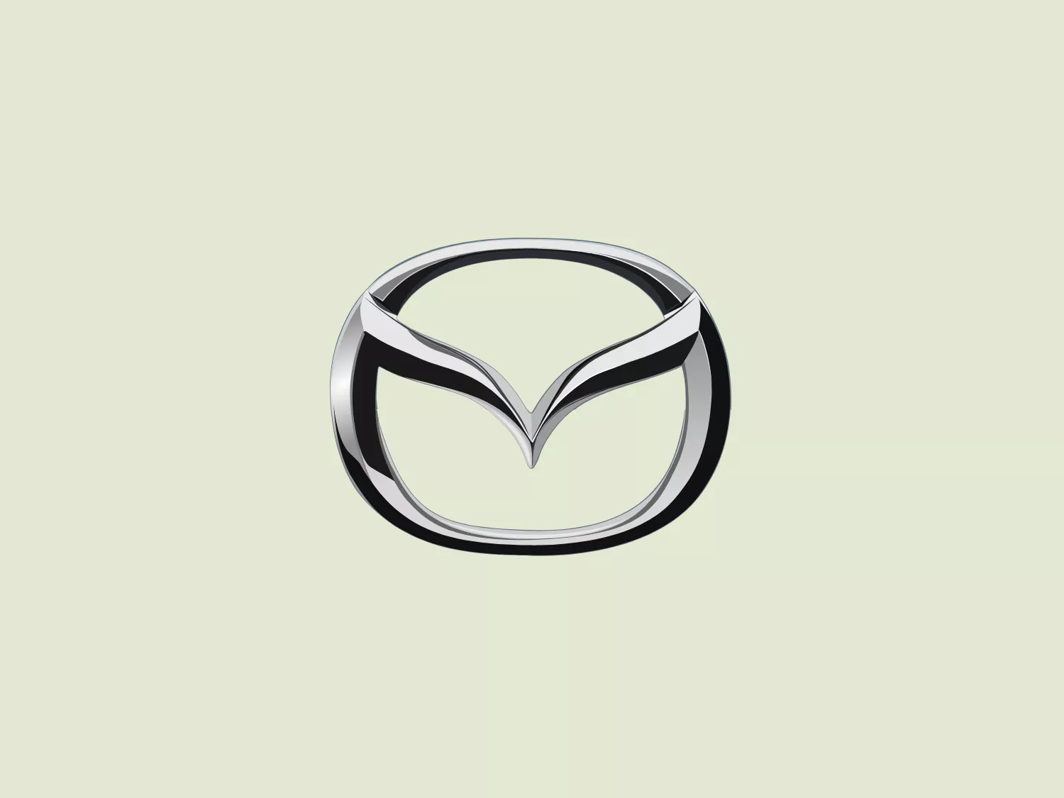 The Mazda logo is a stylized, abstract design composed of silver and chrome-like elements, presenting a sleek and modern aesthetic with a three-dimensional effect. It consists of a circular outer boundary with a gap at the bottom and an elegantly curved wing-like shape in its center that almost touches the circle's borders. The central figure has a sharp point on top, creating a dynamic and forward-moving impression. The use of gradients and shading enhances its metallic texture, exuding sophistication and contemporary appeal.