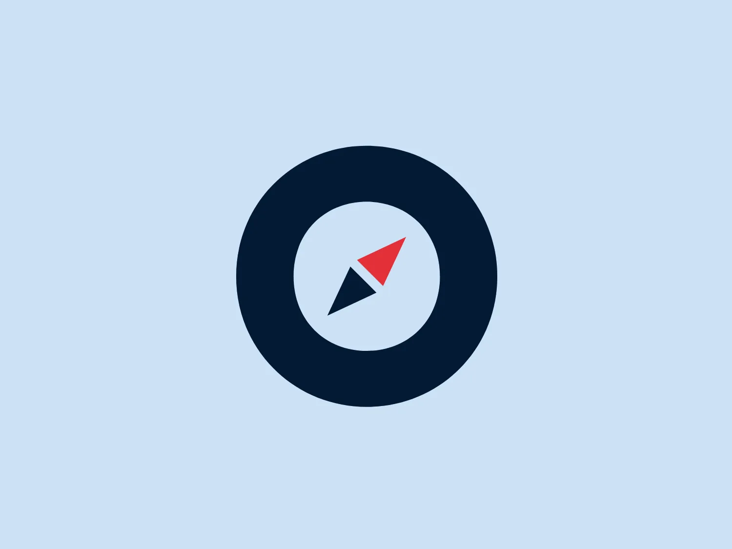 The logo for Pilot Digital depicts a stylized compass enclosed in a circle. The compass comprises a dark navy-blue outer ring surrounding a white circle, serving as the backdrop for the sharp, angular needle. The needle is two-toned, with a bold red indicating north and a deep gray indicating south. The design is sleek, modern, and minimalist, with a high color contrast and a clear navigational message. The predominantly cool color scheme is accentuated by a stark red, making it ideal for a background in pale, muted blue to complement the navy while allowing the red to stand out prominently.