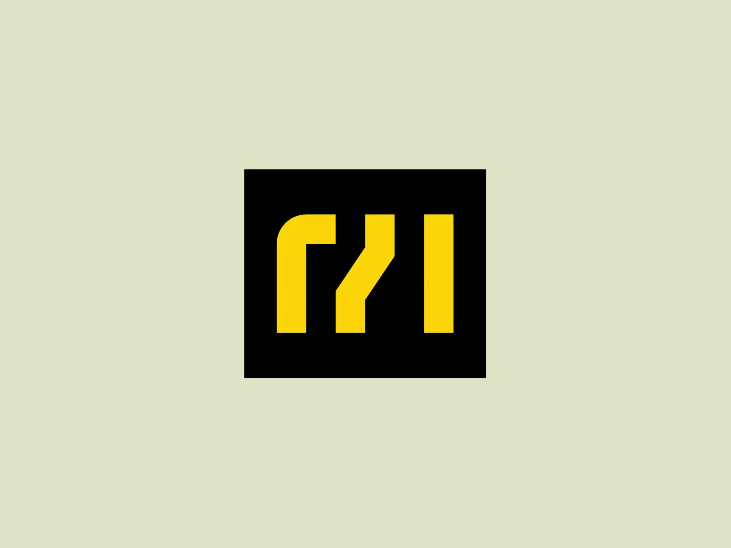 The Monarch Structures logo features a bold and eye-catching design set against a black square background. Its central motif consists of three vibrant yellow (#FFD700) angular shapes that form a unique arrangement resembling the letters 'KYI'. This design creates a sense of forward motion, with the "K" interacting uniquely with the "Y" and the "I" appearing as part of a single continuous form. The clever use of negative space adds visual interest and a sense of separation. Overall, the logo's design conveys clarity and dynamic energy, making it suitable for a brand that values strength and progressiveness. Hexcode: #E9E5CF