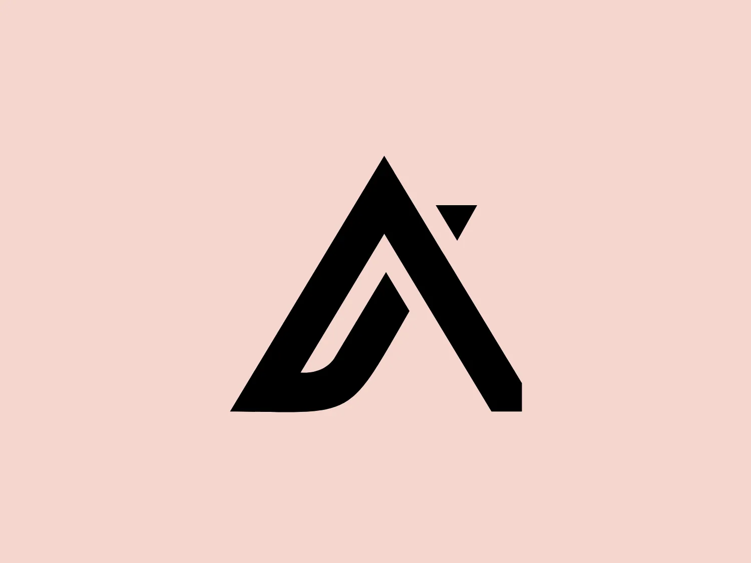 The Apollo IO logo is a striking, geometric design featuring a bold, black mark resembling an abstract letter 'A' or stylized mountainscape. Two diagonal lines intersect at a sharp point at the top, with a horizontal connection forming a stable base and creating a triangular negative space. A small triangular cut-out near the peak adds a modern touch to the design. Its sharpness and clear contrast make it stand out, making it complemented well by a soft and subtle background color.