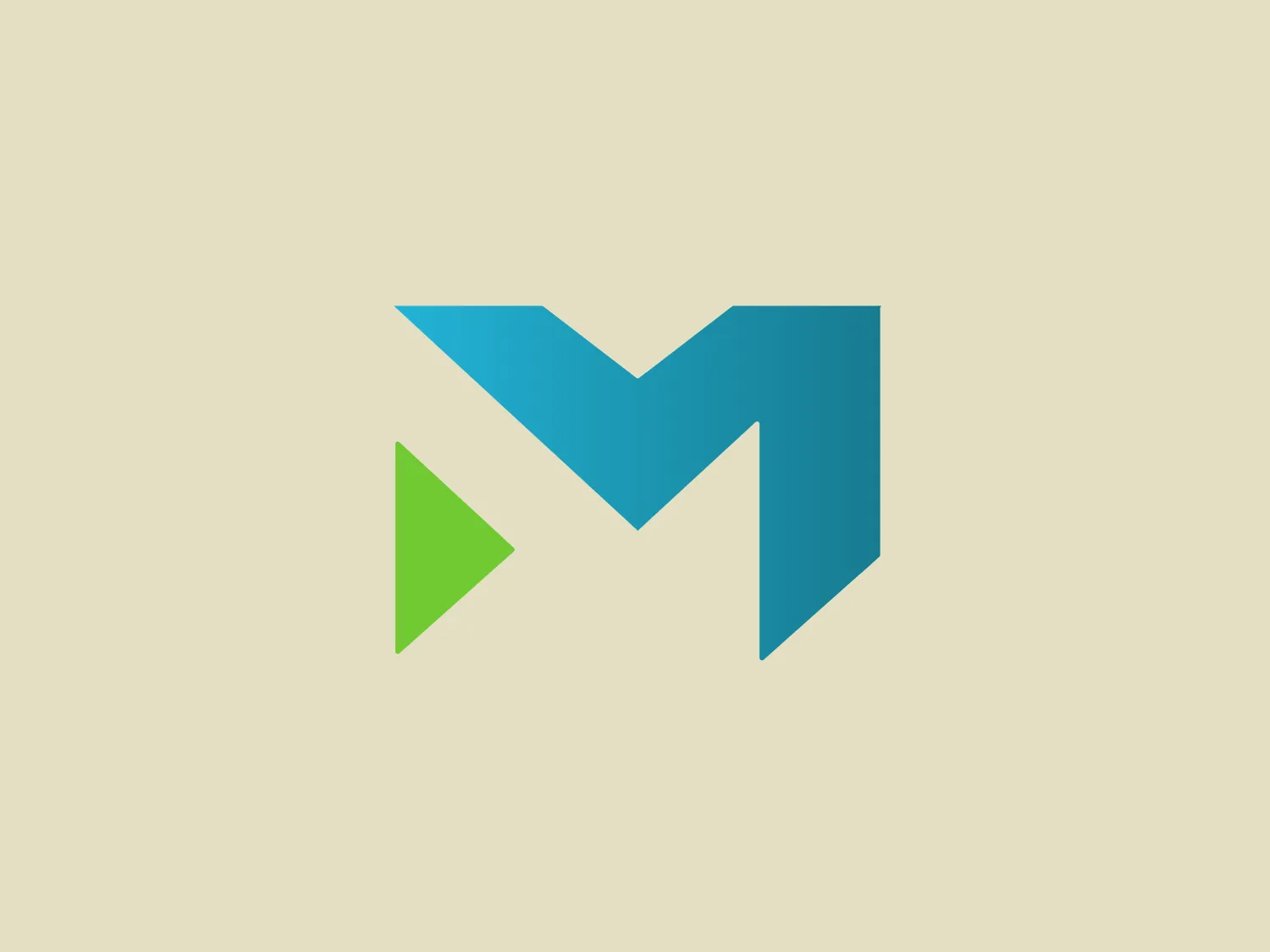 The GoMetro logo depicts a stylized, abstract letter "M" composed of geometric shapes — a large teal blue chevron paired with a smaller, acute-angled green triangle to its left, suggesting a strong, dynamic motion or direction. The design employs sharp angles and clean lines, conveying a modern and professional aesthetic with a hint of playfulness suggested by the contrasting colors. The teal and green are vibrant, yet they maintain a sense of balance and harmony in their saturation and brightness levels.