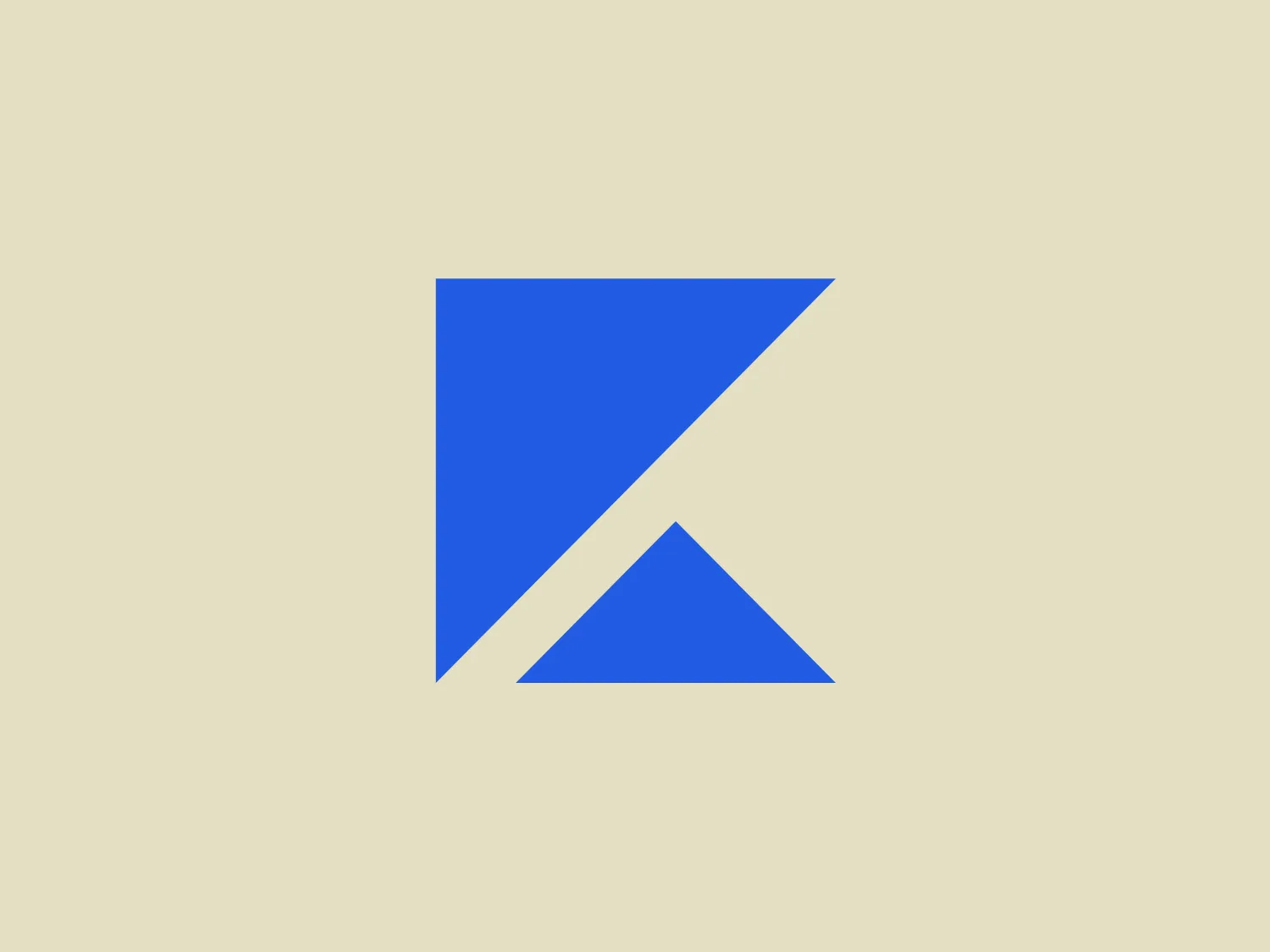 The Kajabi logo consists of a bold, abstract geometric design forming a stylized letter 'K.' It is composed of two triangles in deep and light blue tones, creating a modern and energetic appearance with a dynamic aesthetic.