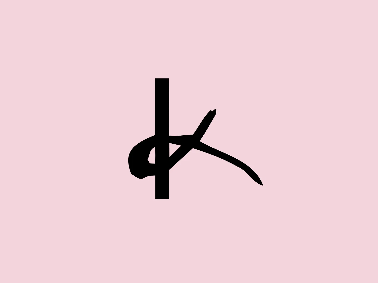 The Kooches logo features a bold, black stylized character resembling a fusion of a musical note and an alphabetic character. The design is minimalistic, with clean lines and a modern feel. The form looks like a combination of a vertical line with a sweeping curve intersecting it at an angle, creating an abstract sense of motion or sound. The aesthetic is artistic and seems to convey creativity and rhythm. Given the simplicity and the stark contrast of the logo, a soft background would complement it well.