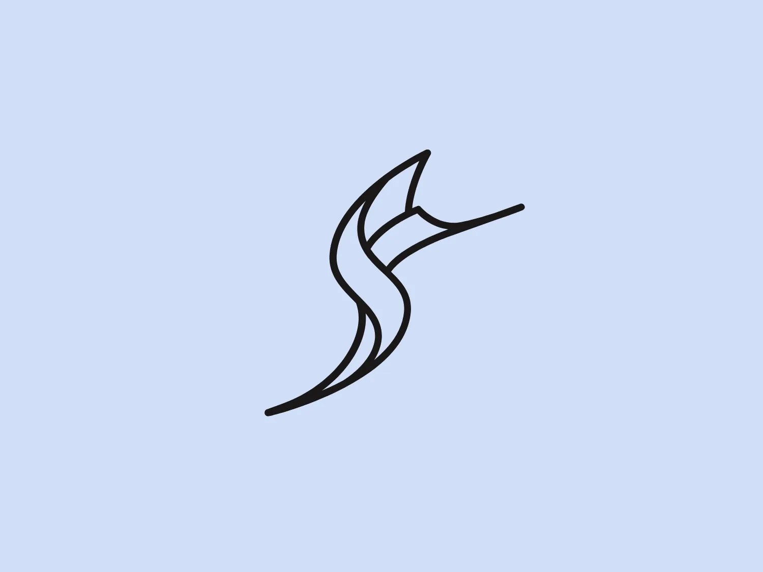 The logo for Sailfish OS features a stylized design that resembles a bird in flight, with an essence of simplicity and fluidity. The image uses clean, curving lines to create the impression of movement and elegance. The design consists of two main strokes that evoke the wings and body of the bird, converging into a pointed beak at the top. The Sailfish OS logo is monochromatic, using only black on a white background, which adds to its modern and sleek appeal. The minimalist approach of the Sailfish OS logo makes it versatile and adaptable to various branding applications.