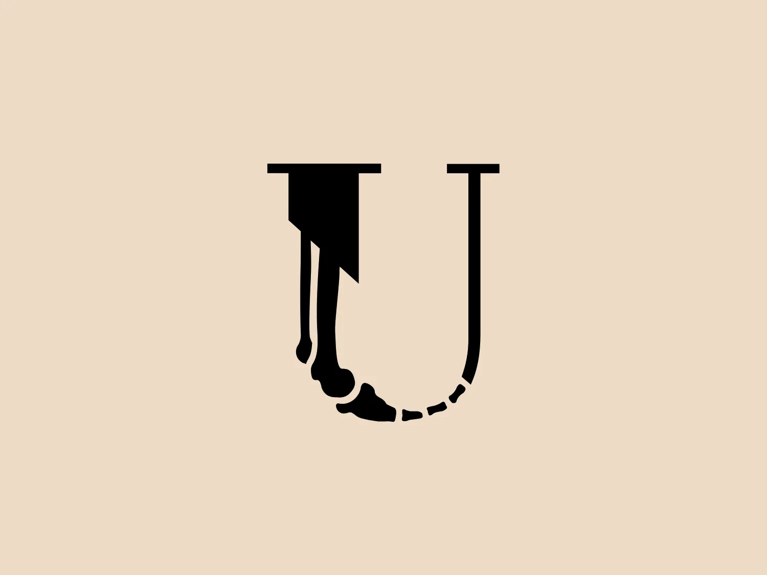 The Under the Skin logo showcases a stylized letter 'U' in black, with a unique design that creates an illusion of dripping paint. The top of the 'U' appears to have paint dripping down into the bowl of the letter, while the right section of the 'U' is depicted with dotted lines, suggesting the letter is either forming or dissolving. This abstract design lends a dynamic and creative aesthetic, invoking a sense of flow and impermanence. Considering the black color of the Under the Skin logo and its artistic nature, a light and neutral background would complement it well.