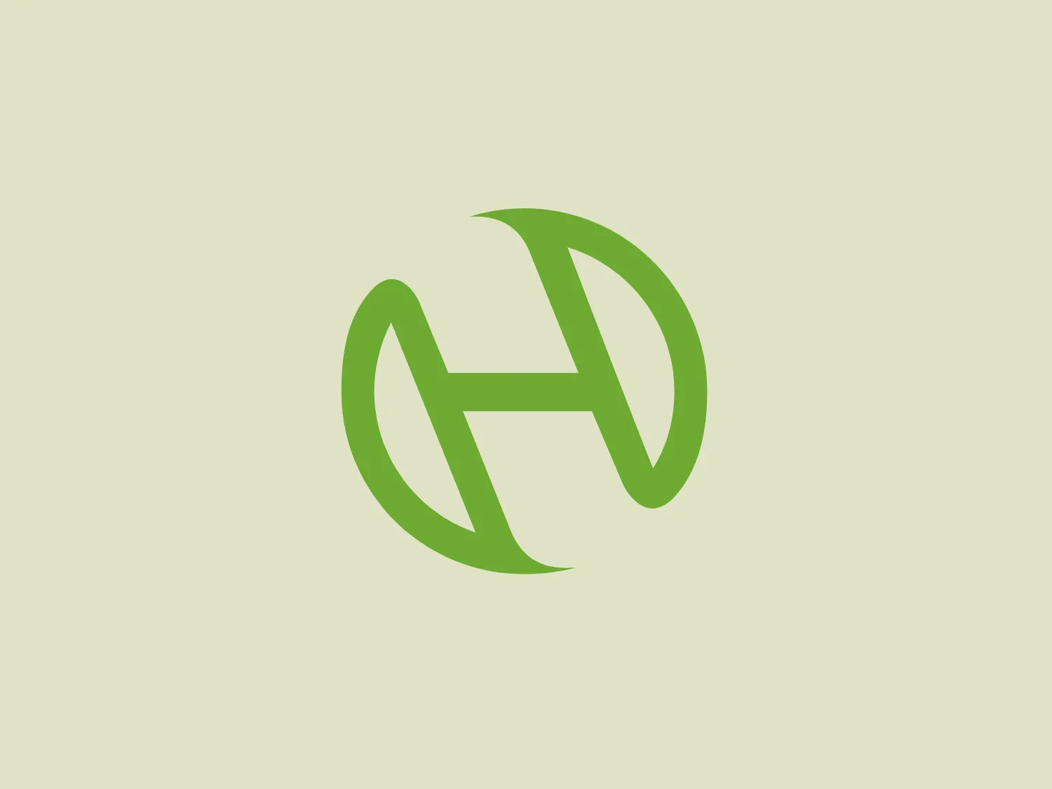 The Huebsch logo features a stylized, abstract design that appears to be a combination of the letters H and A intertwined. The design is composed of smooth, flowing lines that create a dynamic and seamless shape. The color of the logo is a vibrant shade of green, which suggests growth, natural origins, or perhaps sustainability. The overall aesthetic is modern and clean, with a sense of motion implied by the curves that join together to form the symbol.