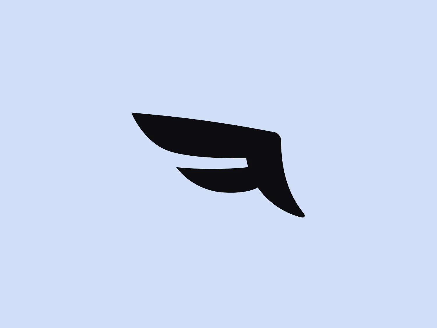 The Falcon IO logo showcases a stylized, abstract wing-like shape composed of bold, smooth lines that convey swift motion and dynamism. The design is minimalistic and modern, with two distinct elements resembling feathers or layers in motion. The overall shape suggests propulsion or speed, associated with flight, agility, or progress. The monochrome logo, using a deep black color, contrasts starkly with a white or light background, allowing for versatile use across various mediums.